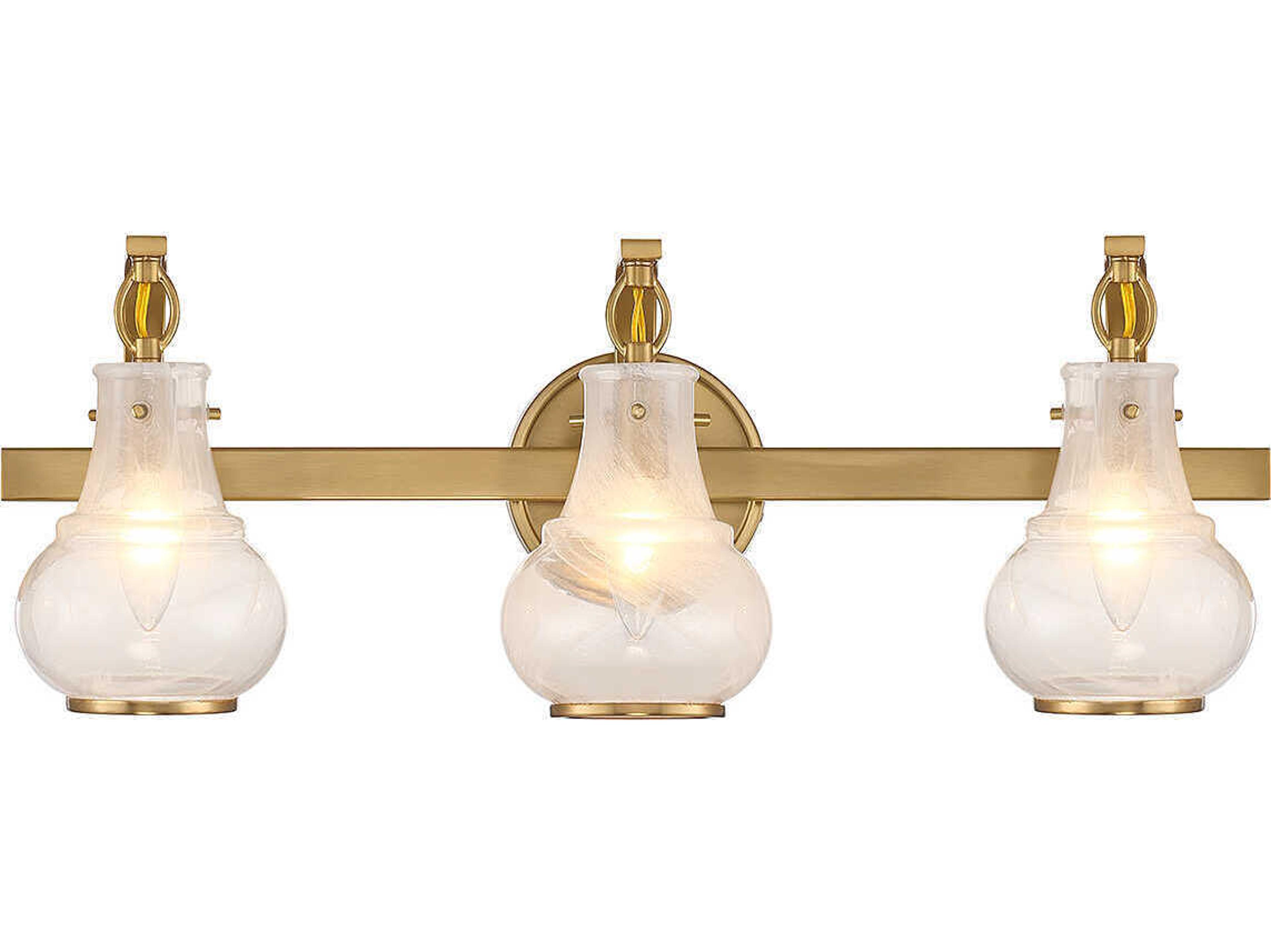 Savoy House Adams 3-Light Warm Brass Glass Vanity Light