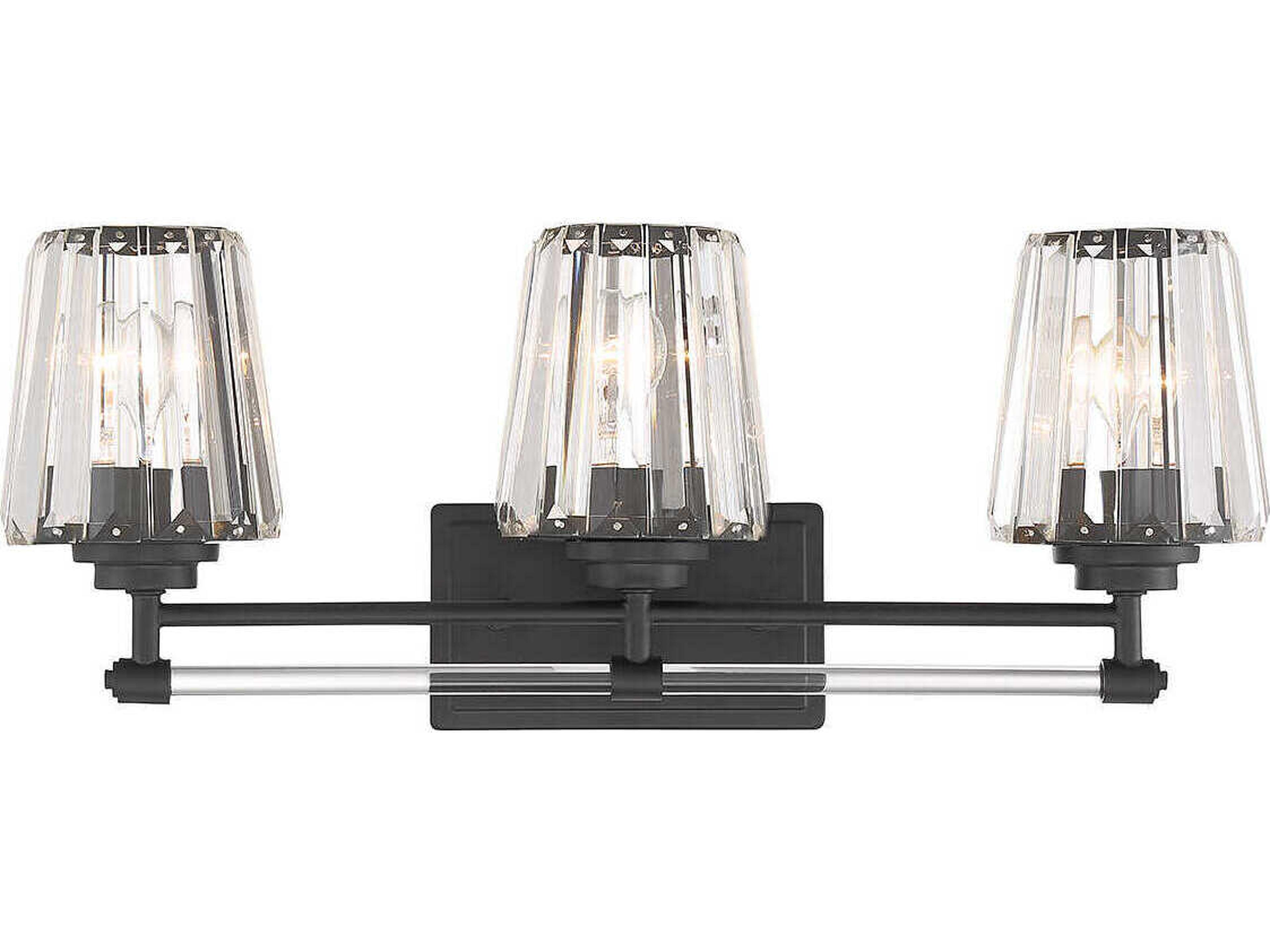 Savoy House Garnet 3-Light Matte Black Crystal Vanity Light