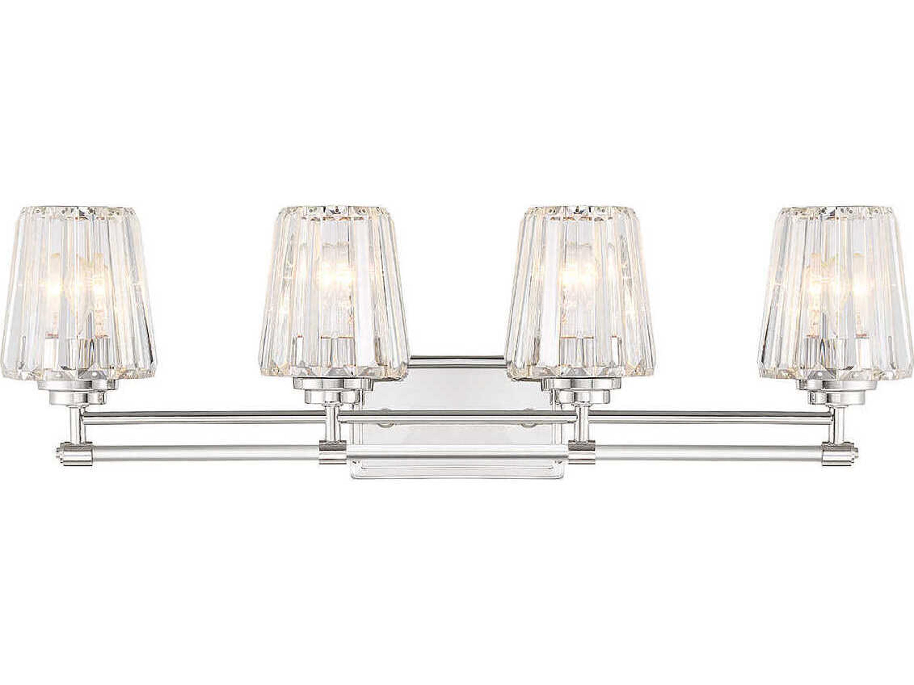 Savoy House Garnet 4-Light Polished Nickel Chrome Crystal Vanity Light