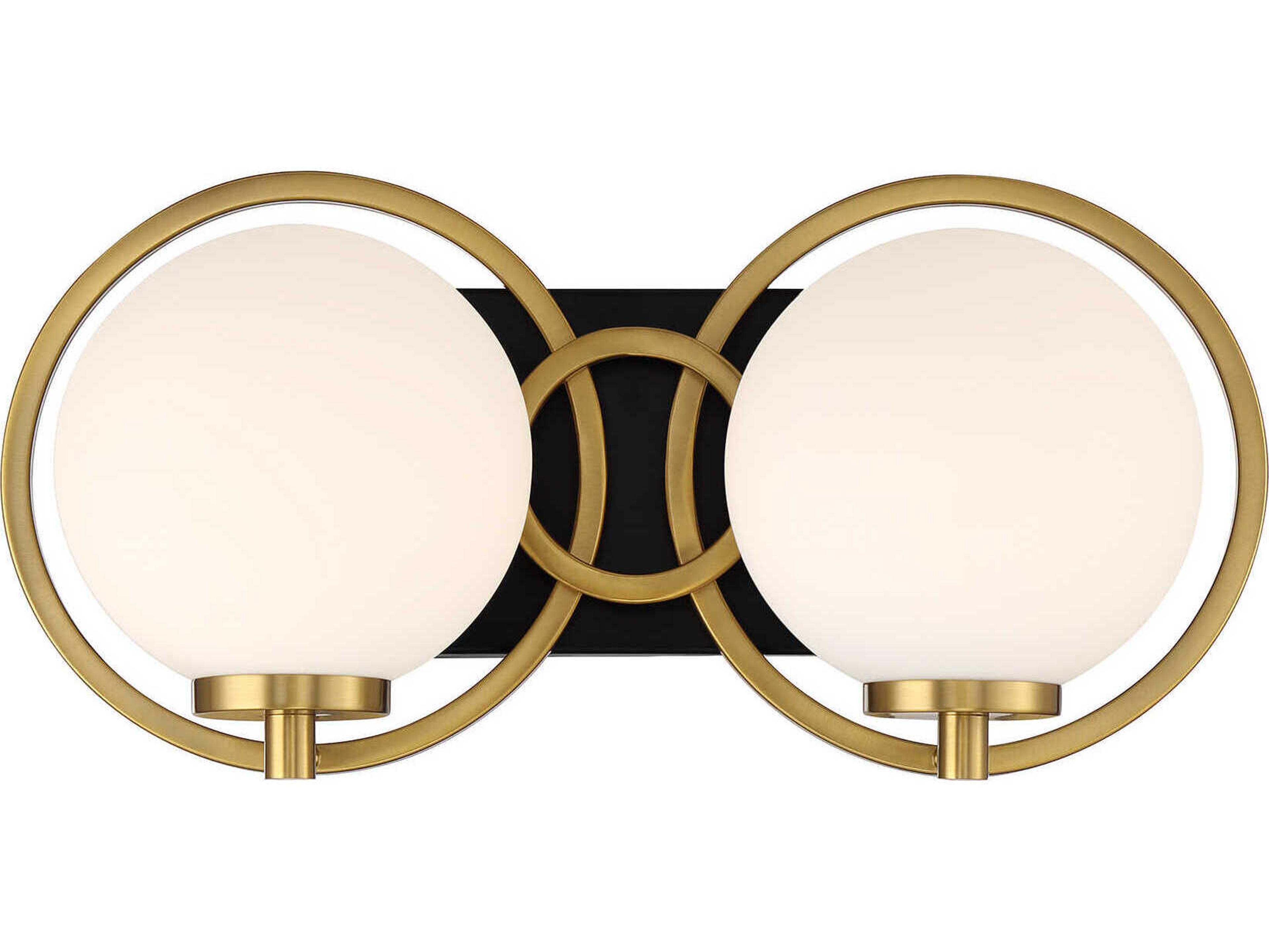 Savoy House Alhambra 2-Light Matte Black Warm Brass Vanity Light