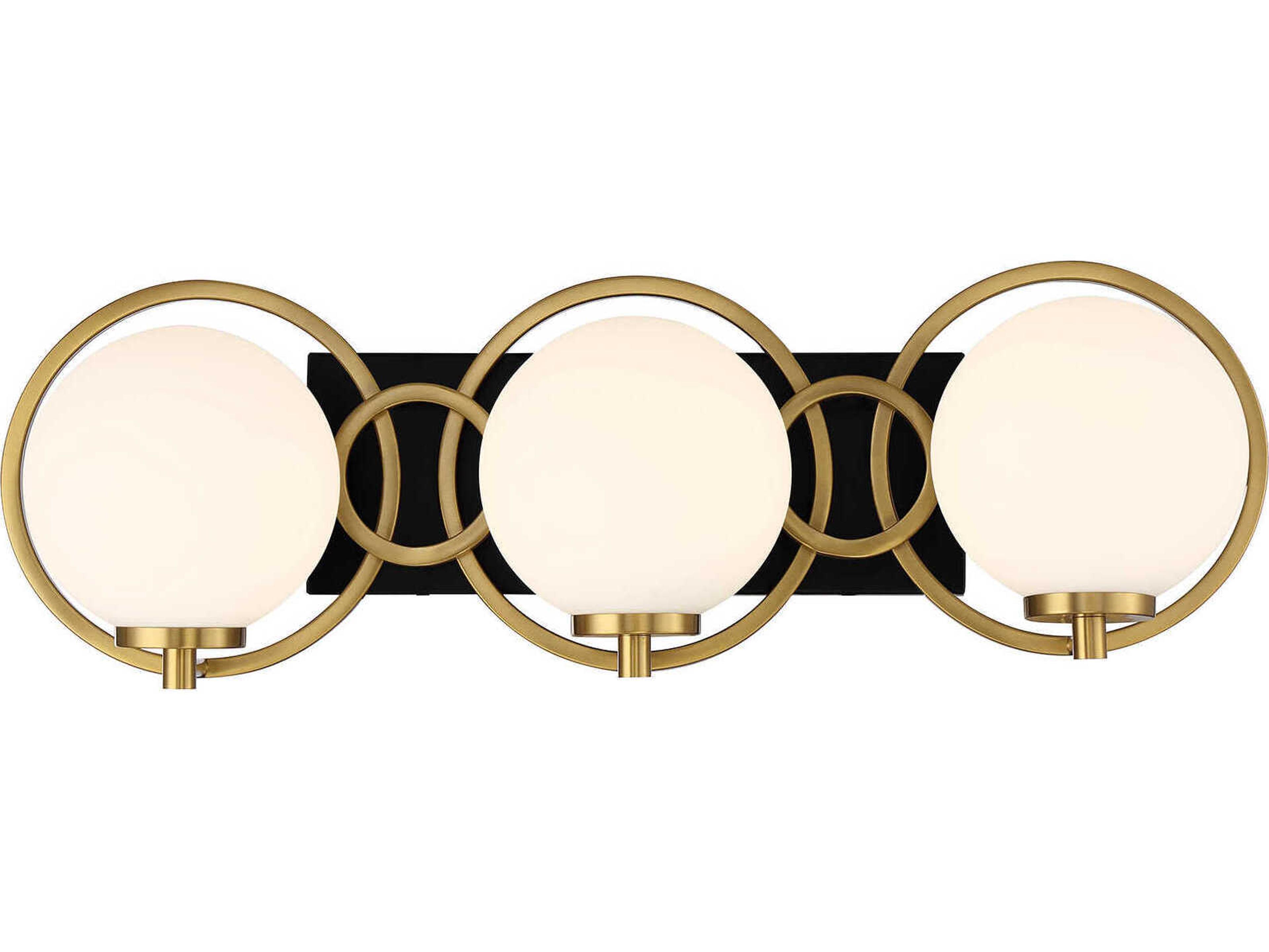 Savoy House Alhambra 3-Light Matte Black Warm Brass Vanity Light