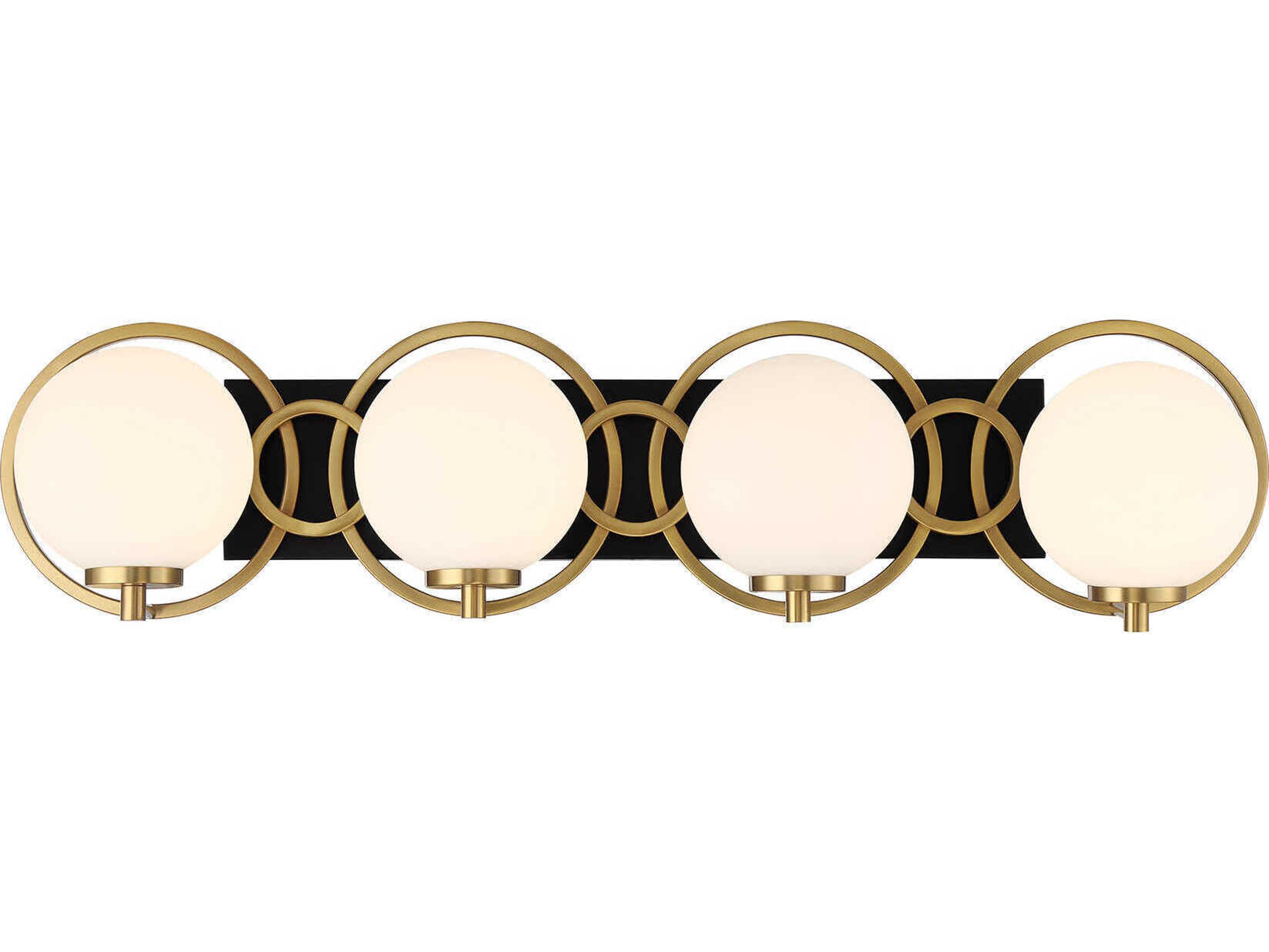 Savoy House Alhambra 4-Light Matte Black Warm Brass Vanity Light