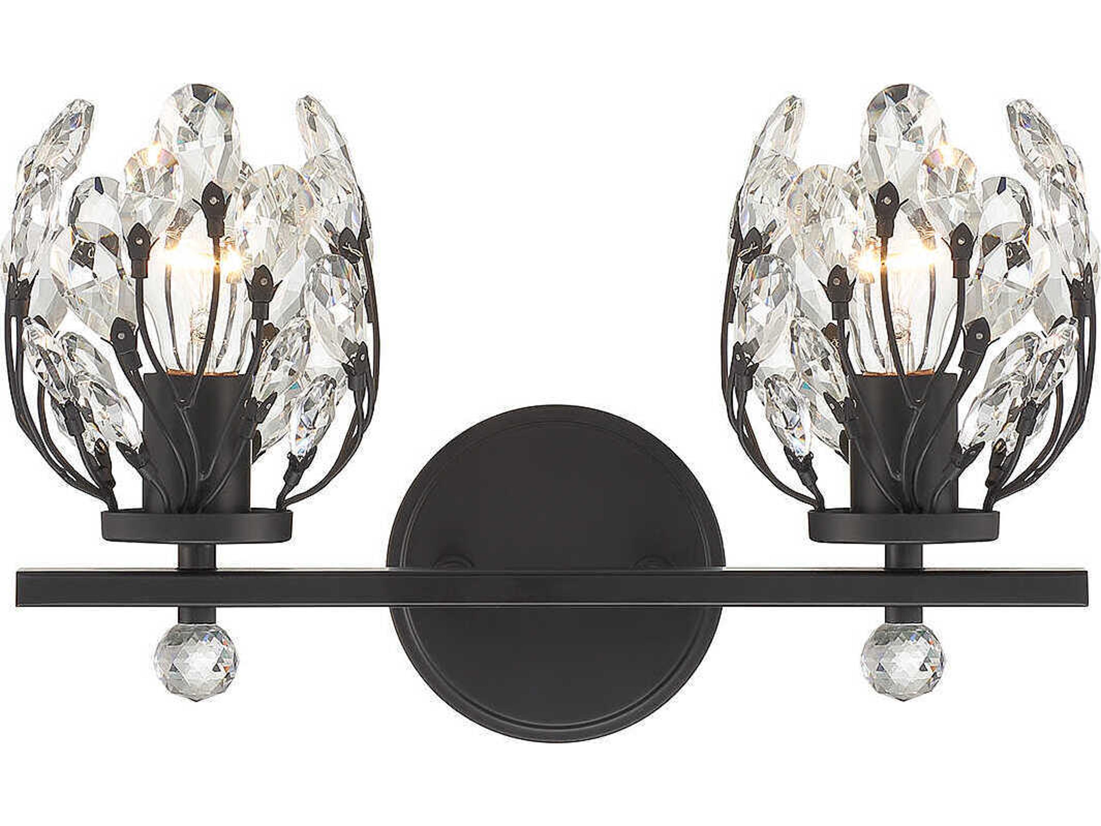 Savoy House Moreno 2-Light Matte Black Crystal Vanity Light