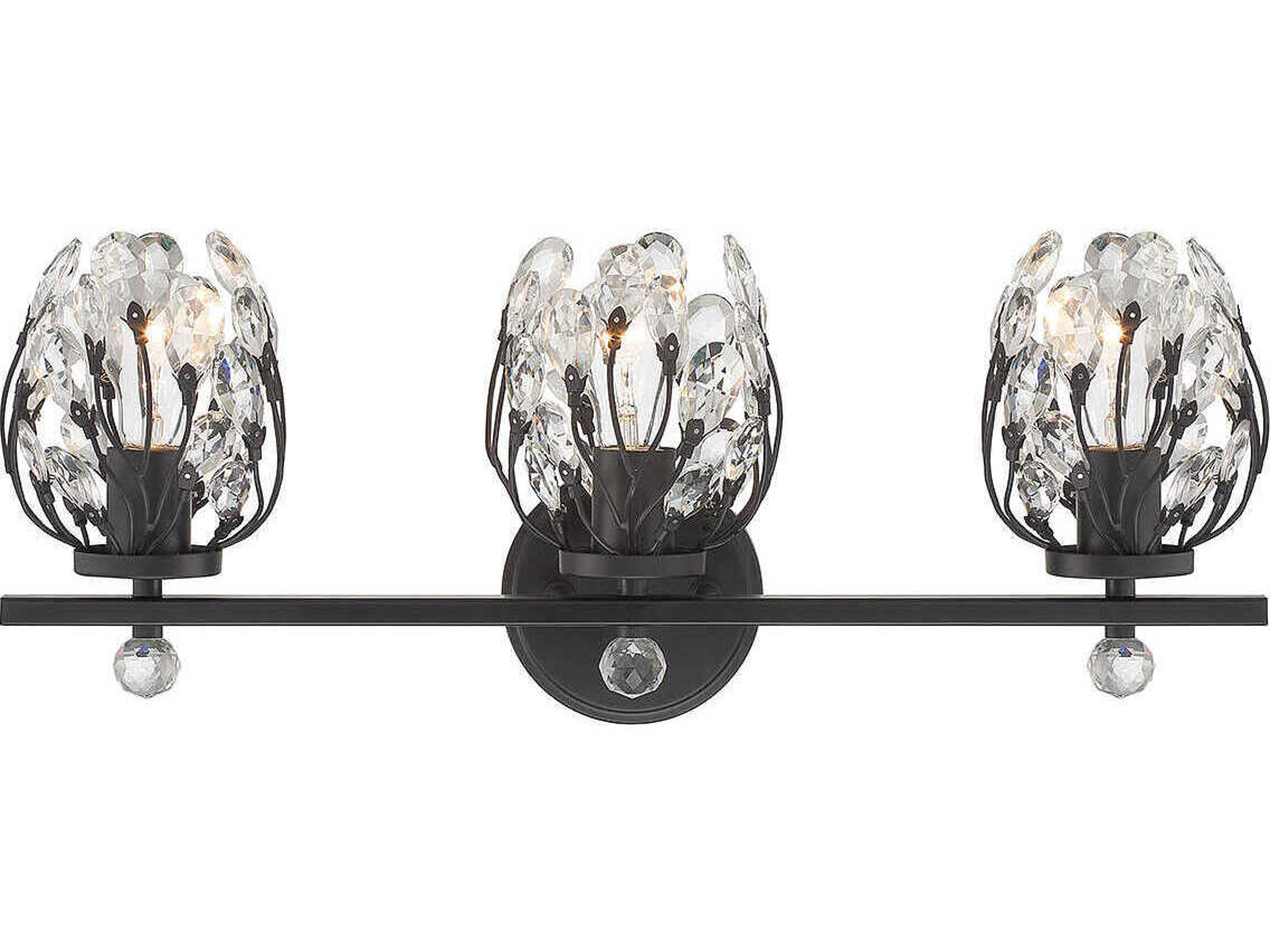 Savoy House Moreno 3-Light Matte Black Crystal Vanity Light