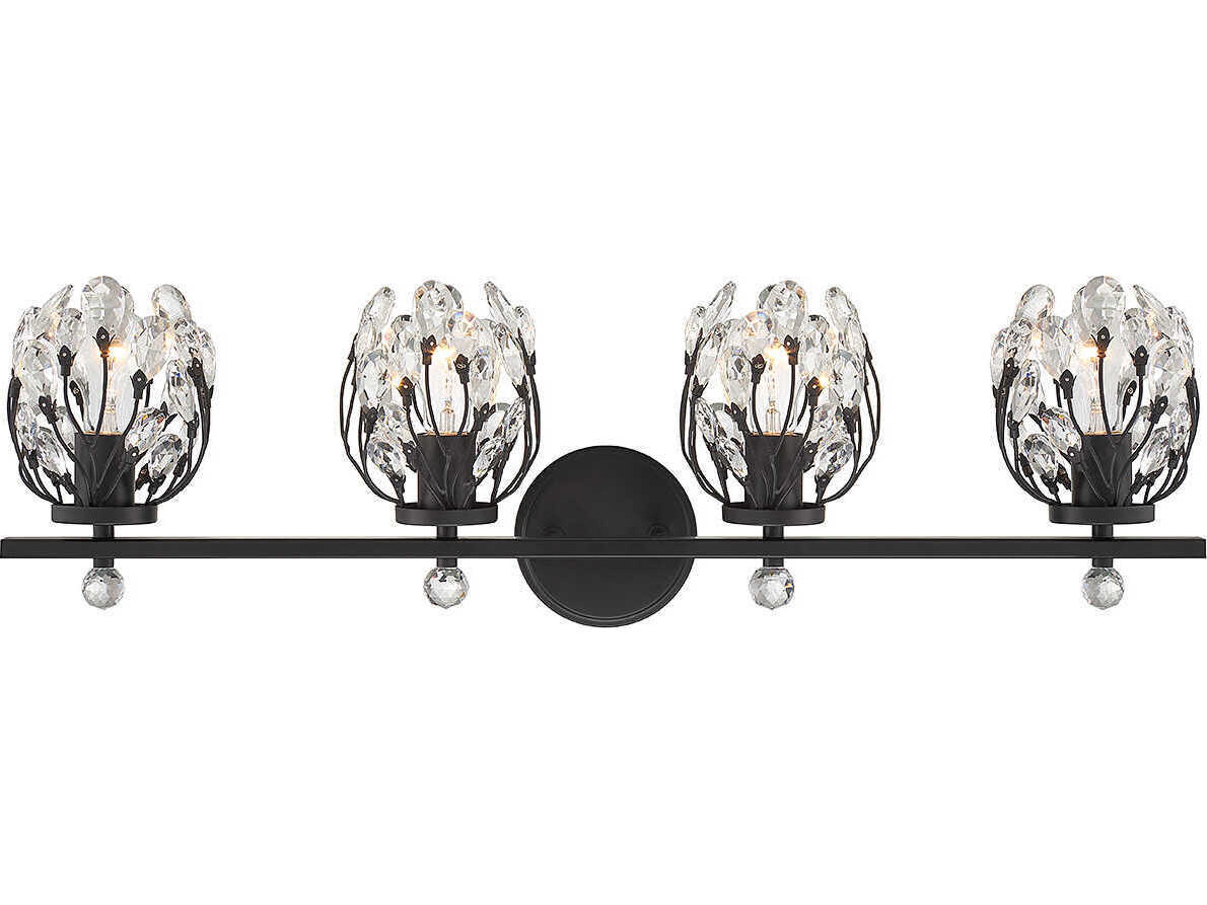 Savoy House Moreno 4-Light Matte Black Crystal Vanity Light
