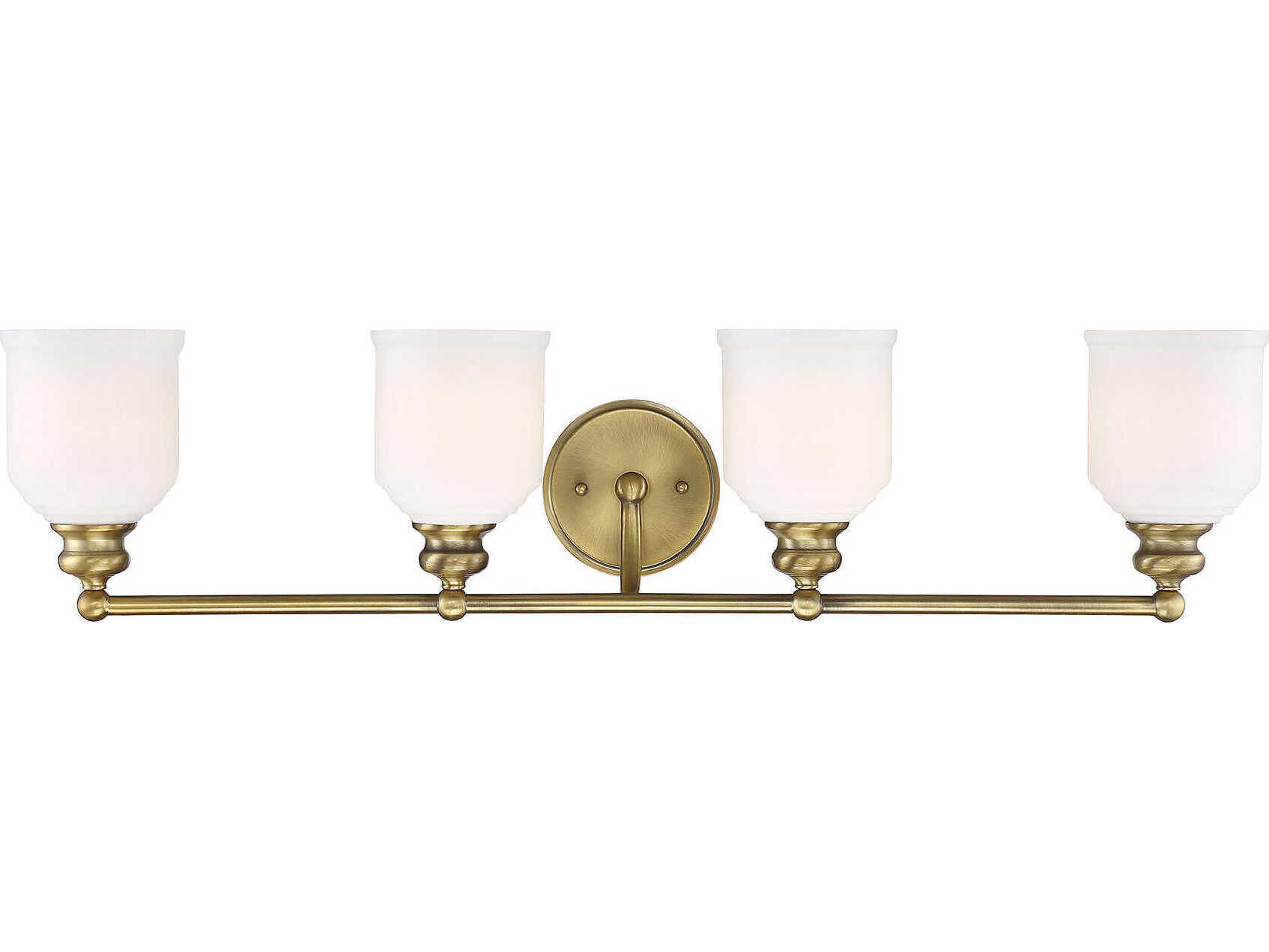 Savoy House Melrose 4-Light Warm Brass Glass Vanity Light