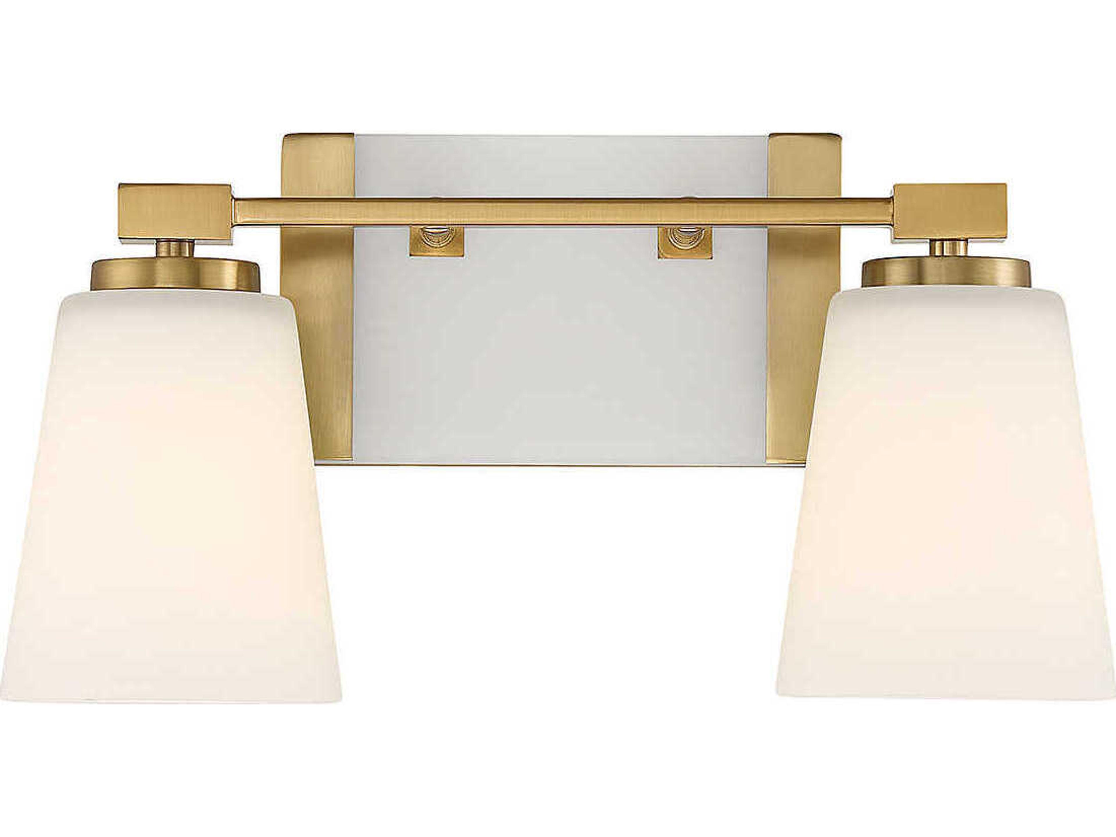 Savoy House Darby 2-Light Warm Brass Glass Vanity Light