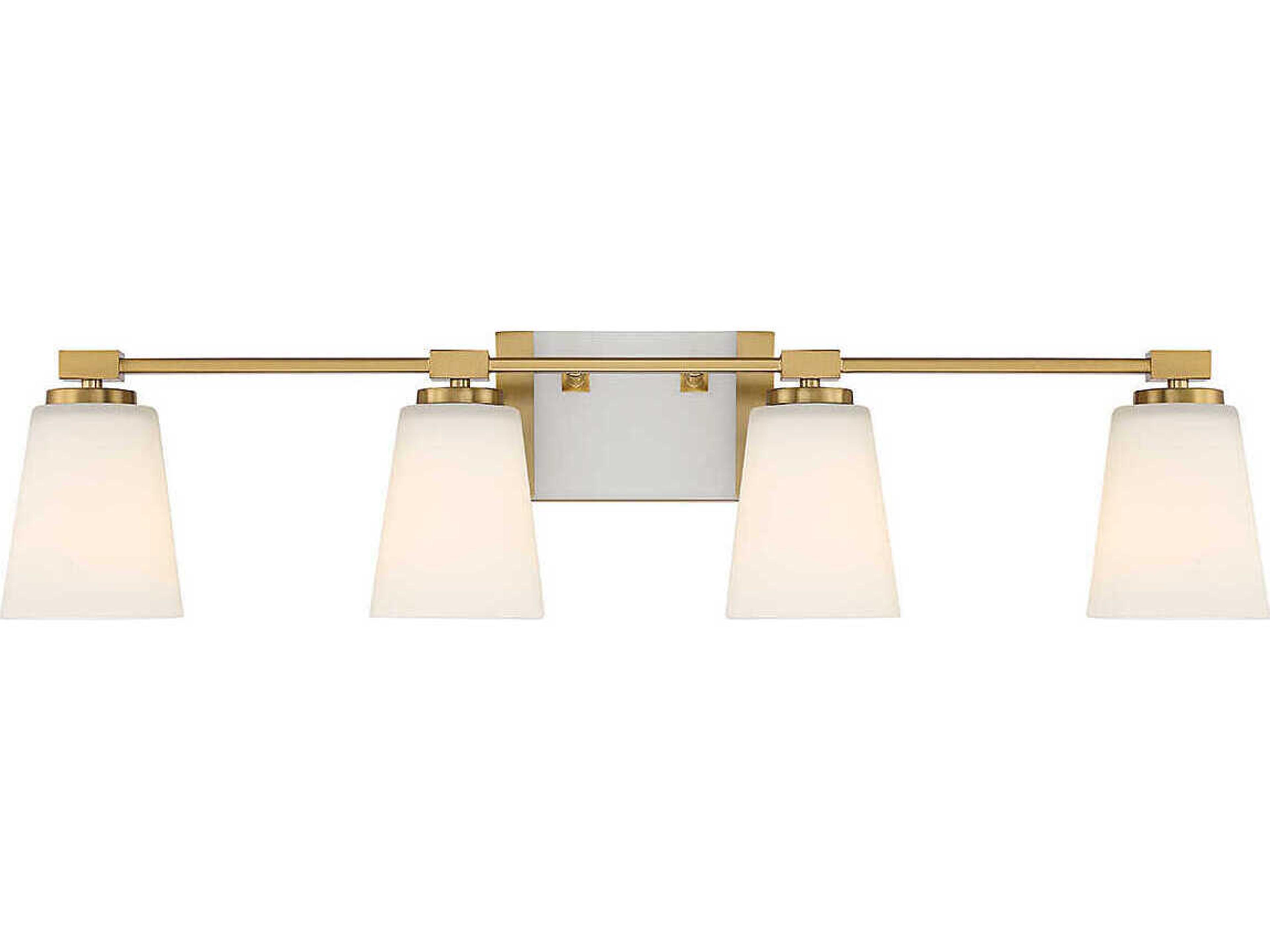 Savoy House Darby 4-Light Warm Brass Glass Vanity Light