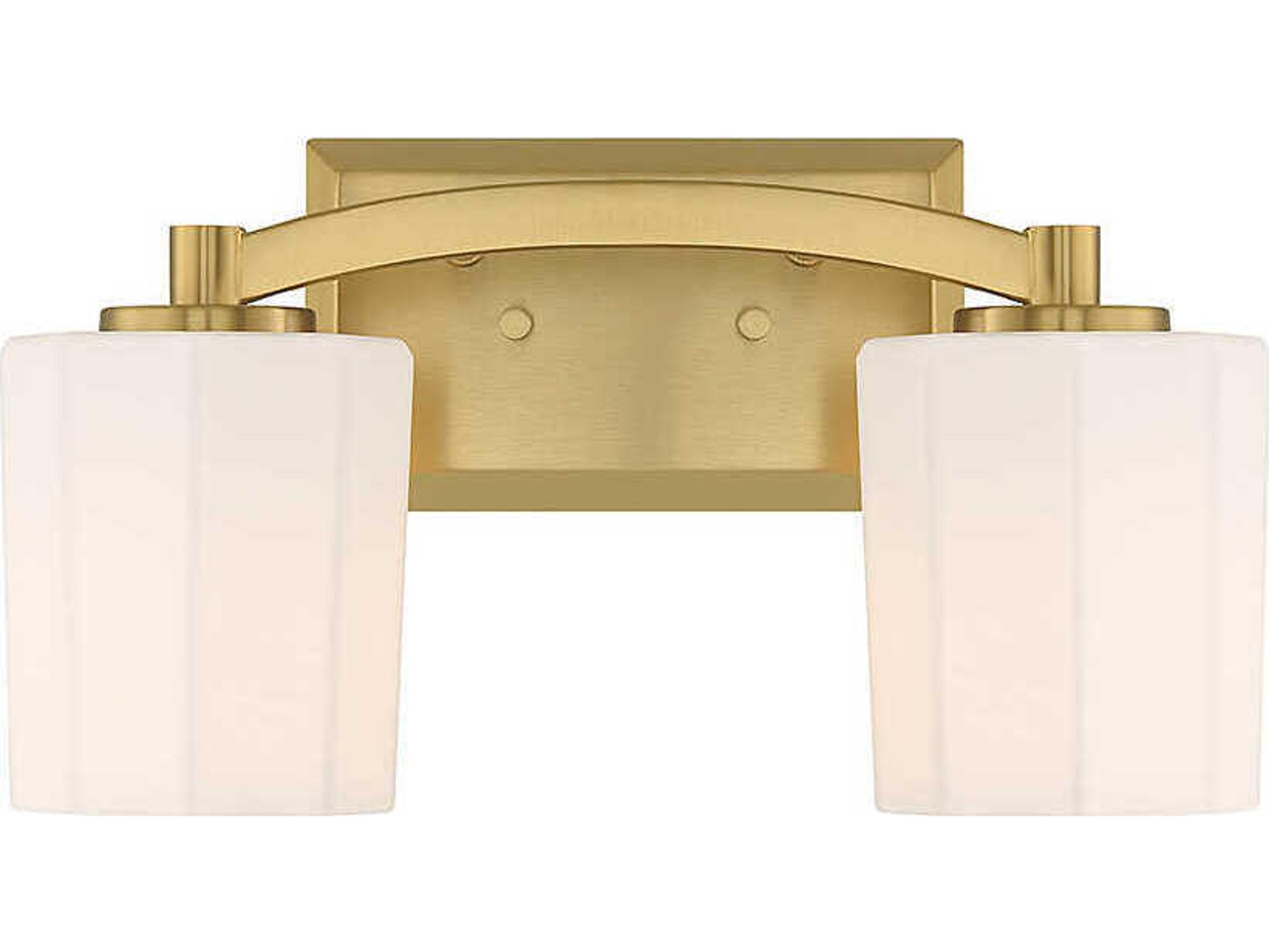 Savoy House Whitney 2-Light Warm Brass Glass Vanity Light