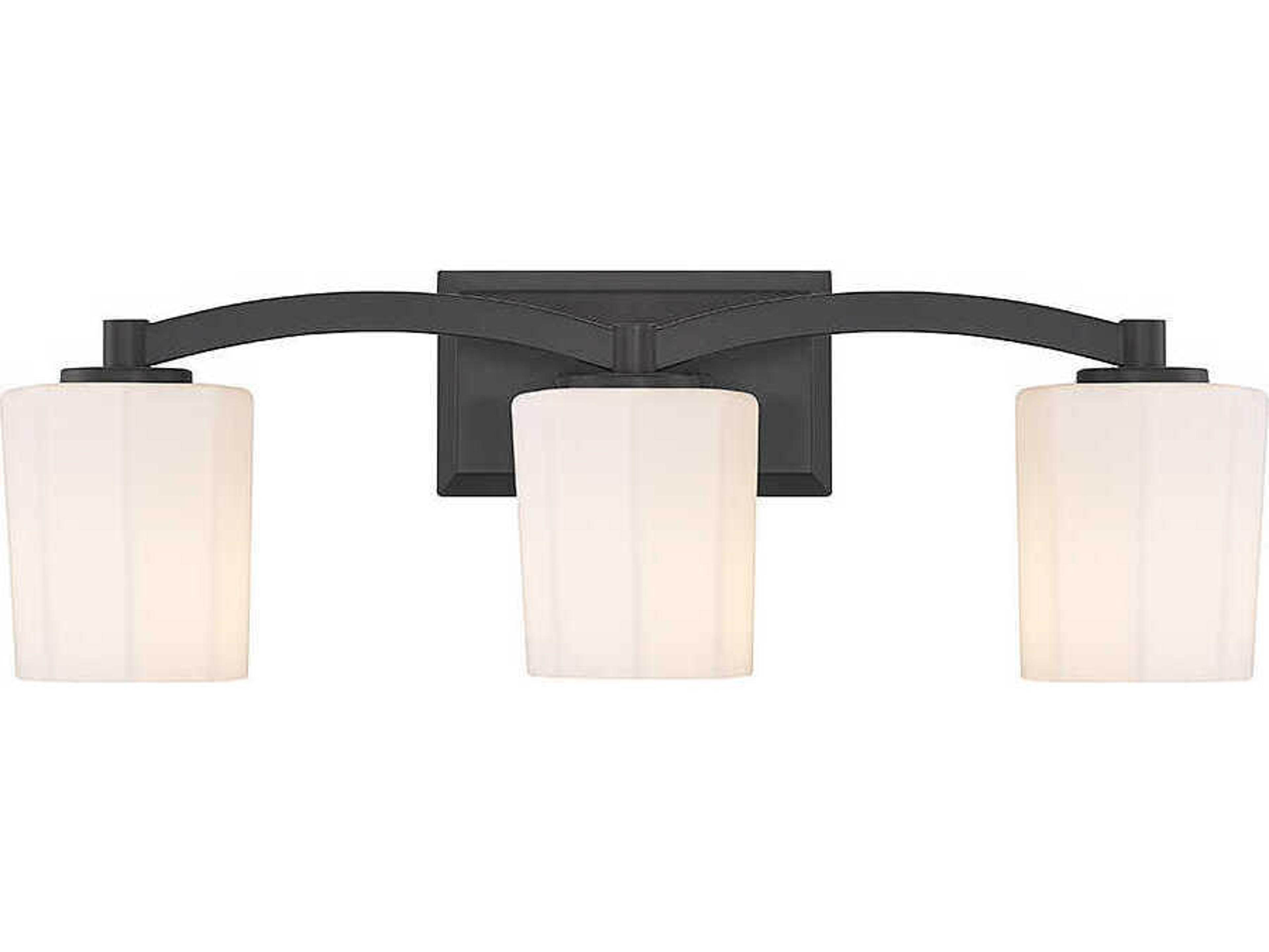 Savoy House Whitney 3-Light Matte Black Glass Vanity Light
