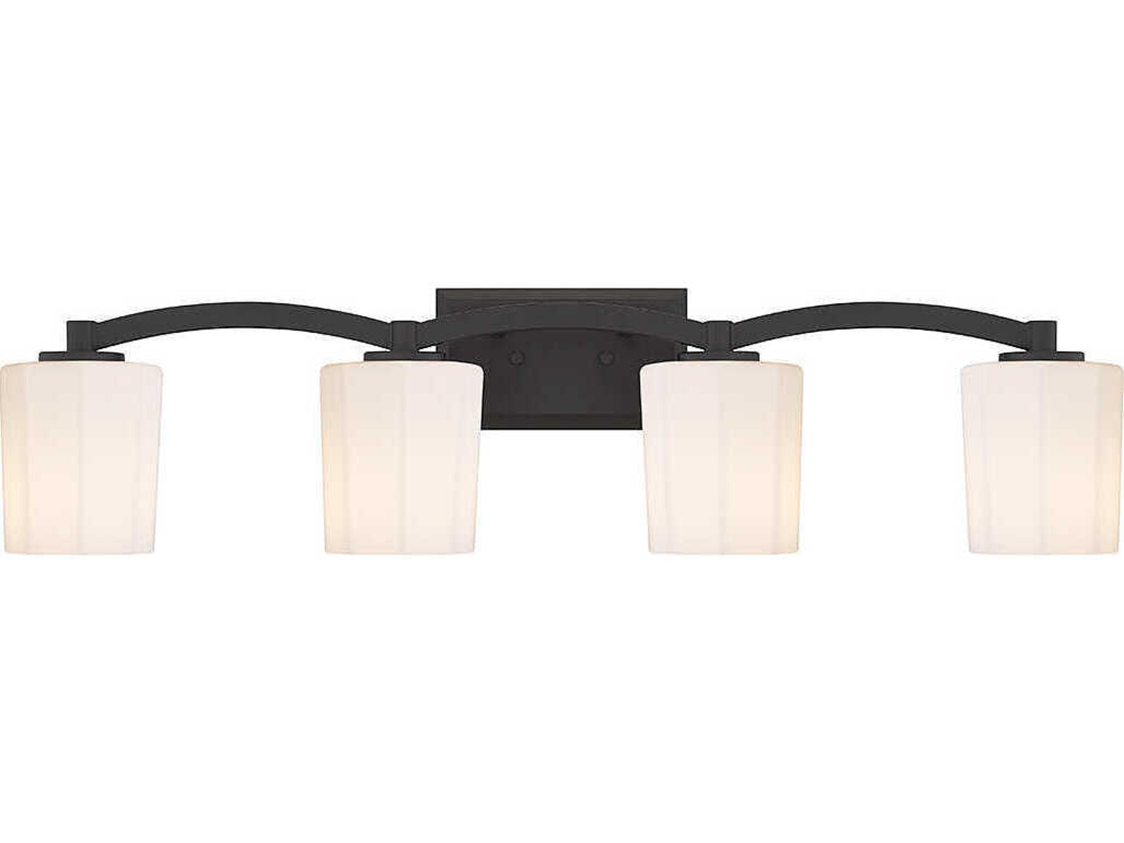 Savoy House Whitney 4-Light Matte Black Glass Vanity Light