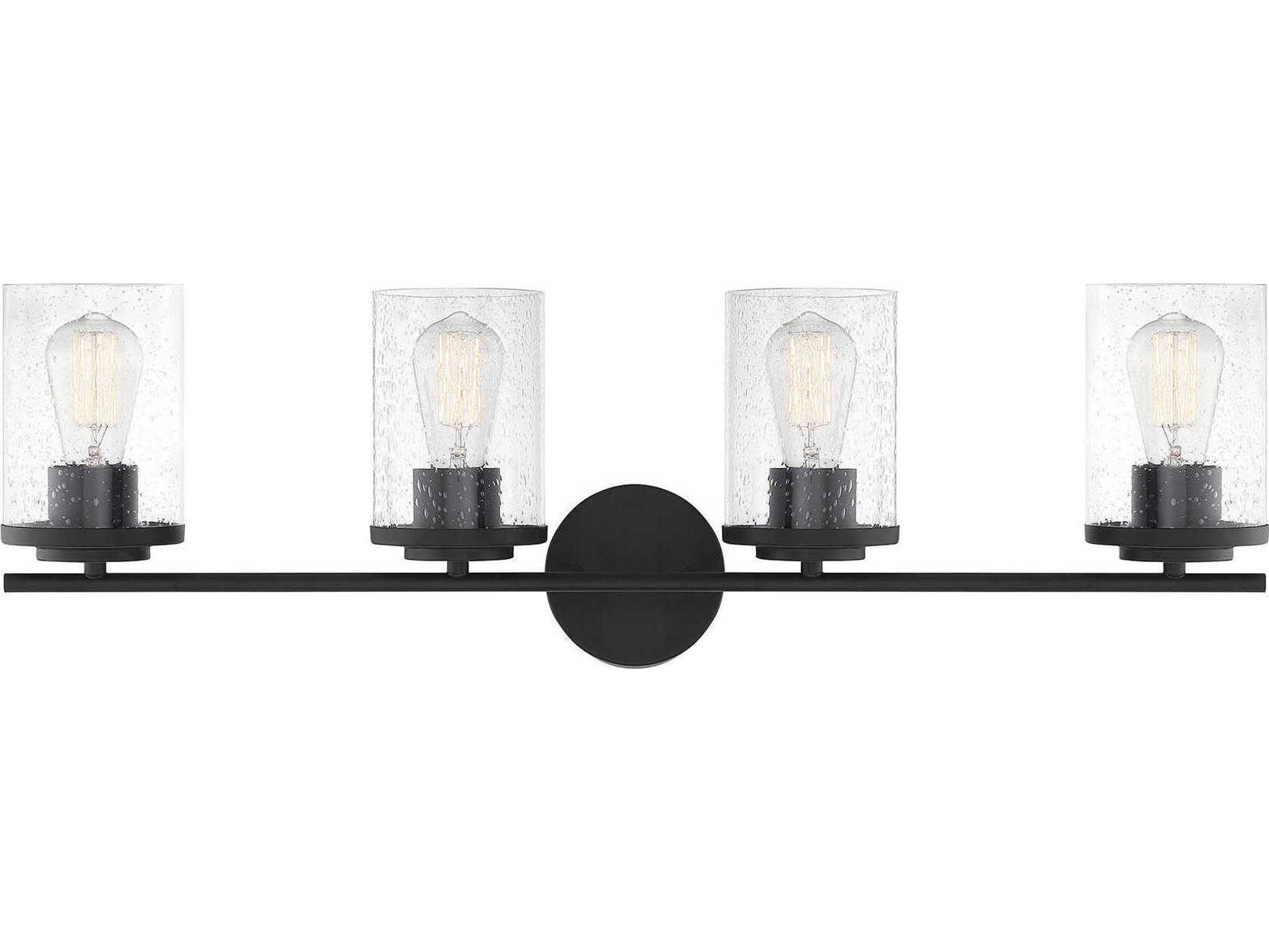 Savoy House Marshall 4-Light Matte Black Glass Vanity Light