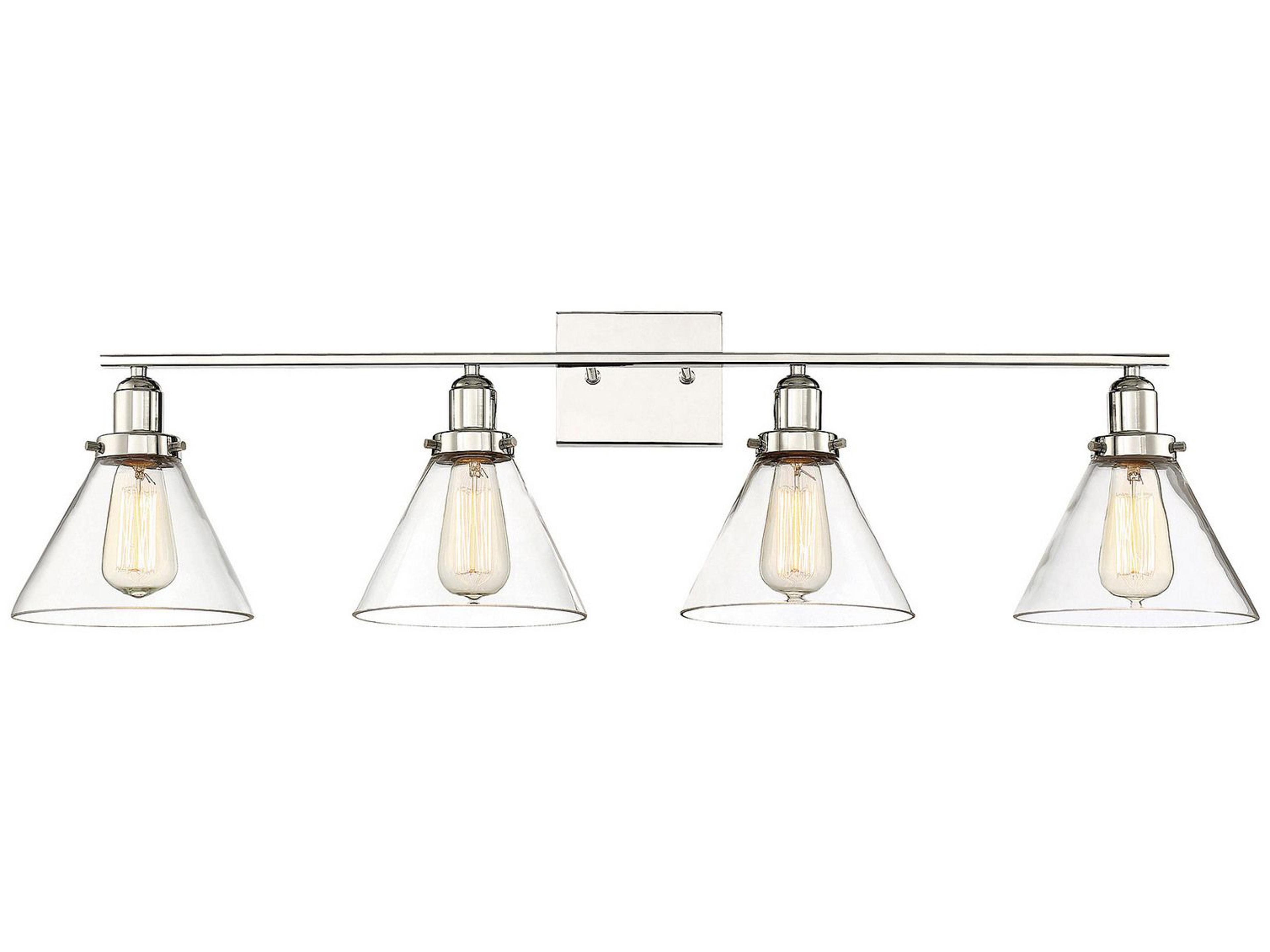 Savoy House Drake 4-Light Polished Nickel Glass Vanity Light