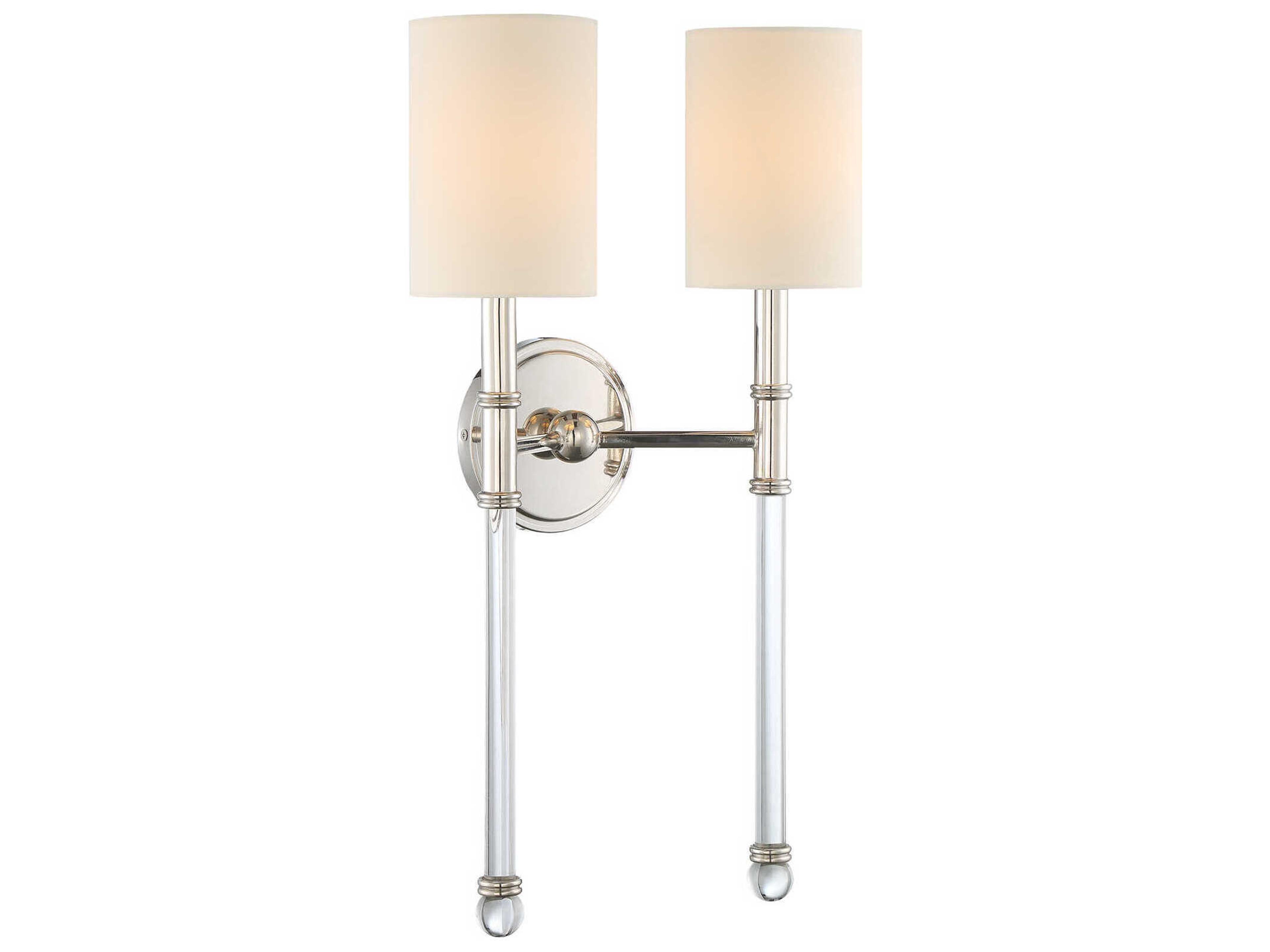 Savoy House Fremont 2-Light Polished Nickel Glass Wall Sconce