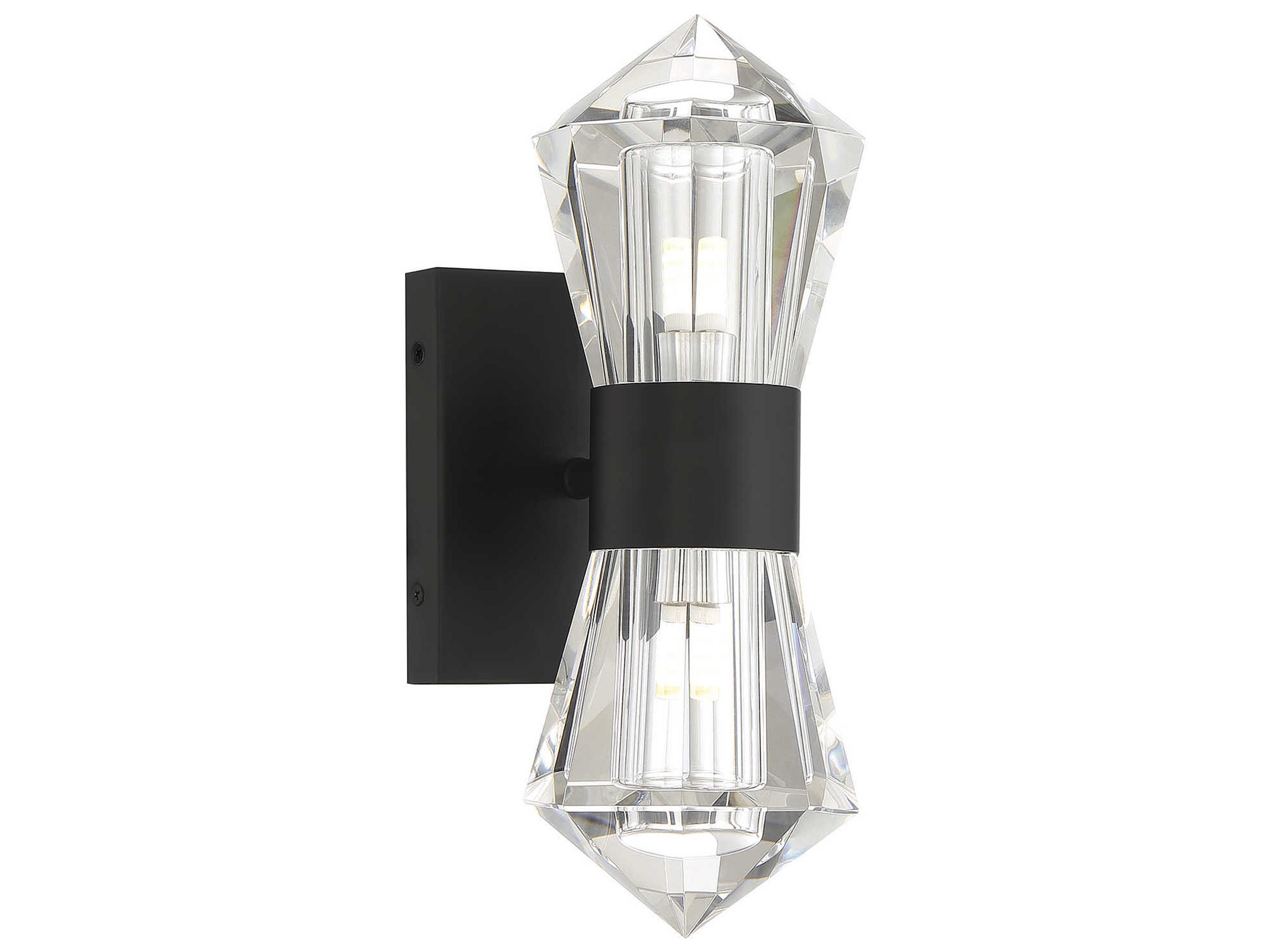 Savoy House Dryden 2-Light Matte Black Crystal LED Wall Sconce