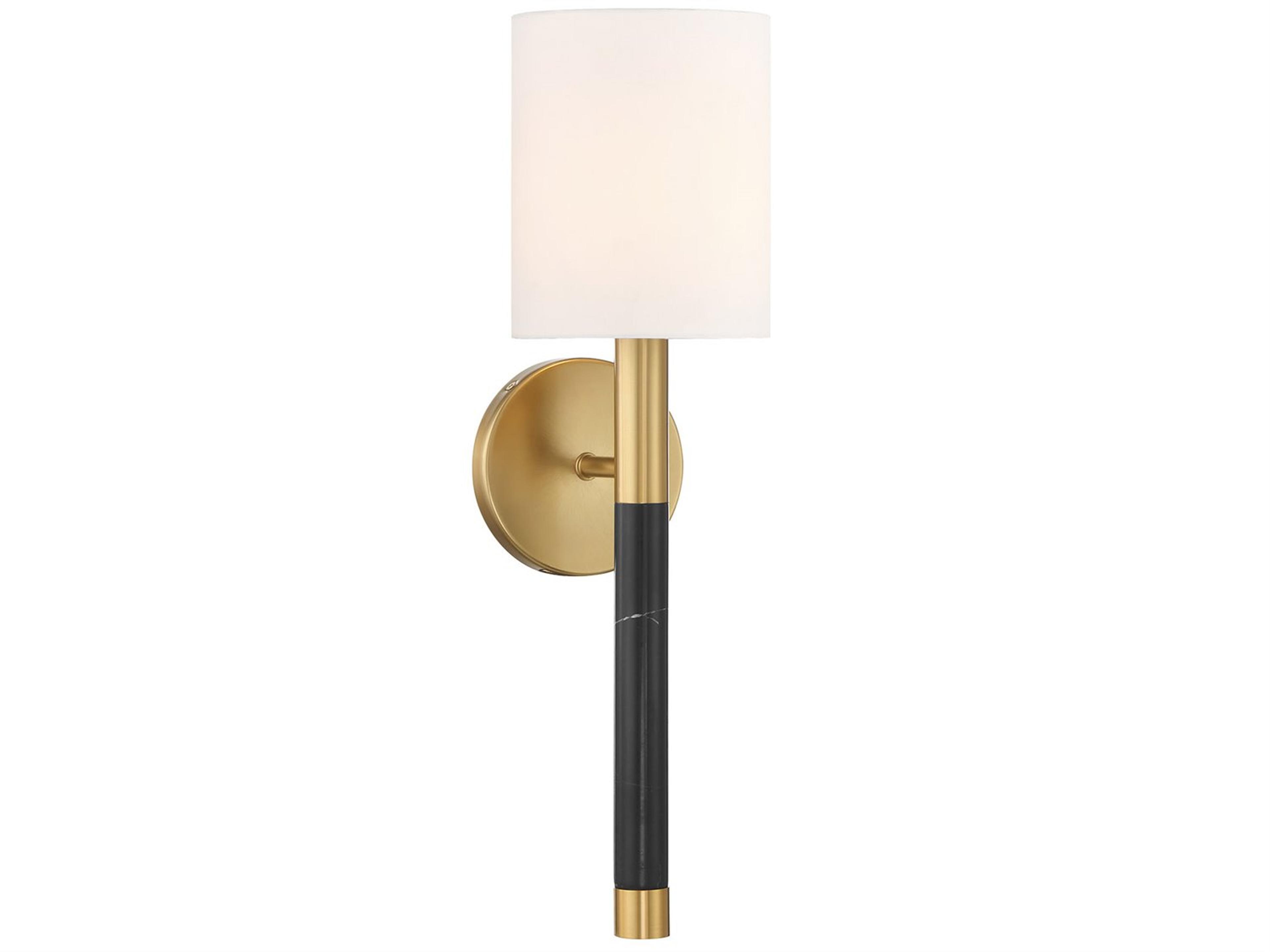Savoy House Conrad 1-Light Warm Brass Black Marble Wall Sconce