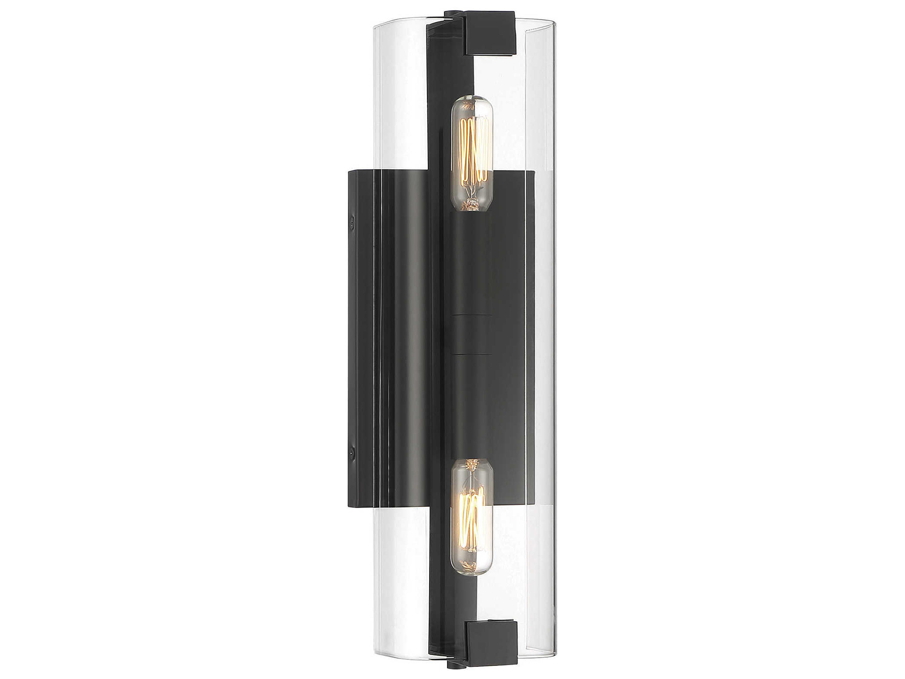 Savoy House Winfield 2-Light Matte Black Glass Wall Sconce