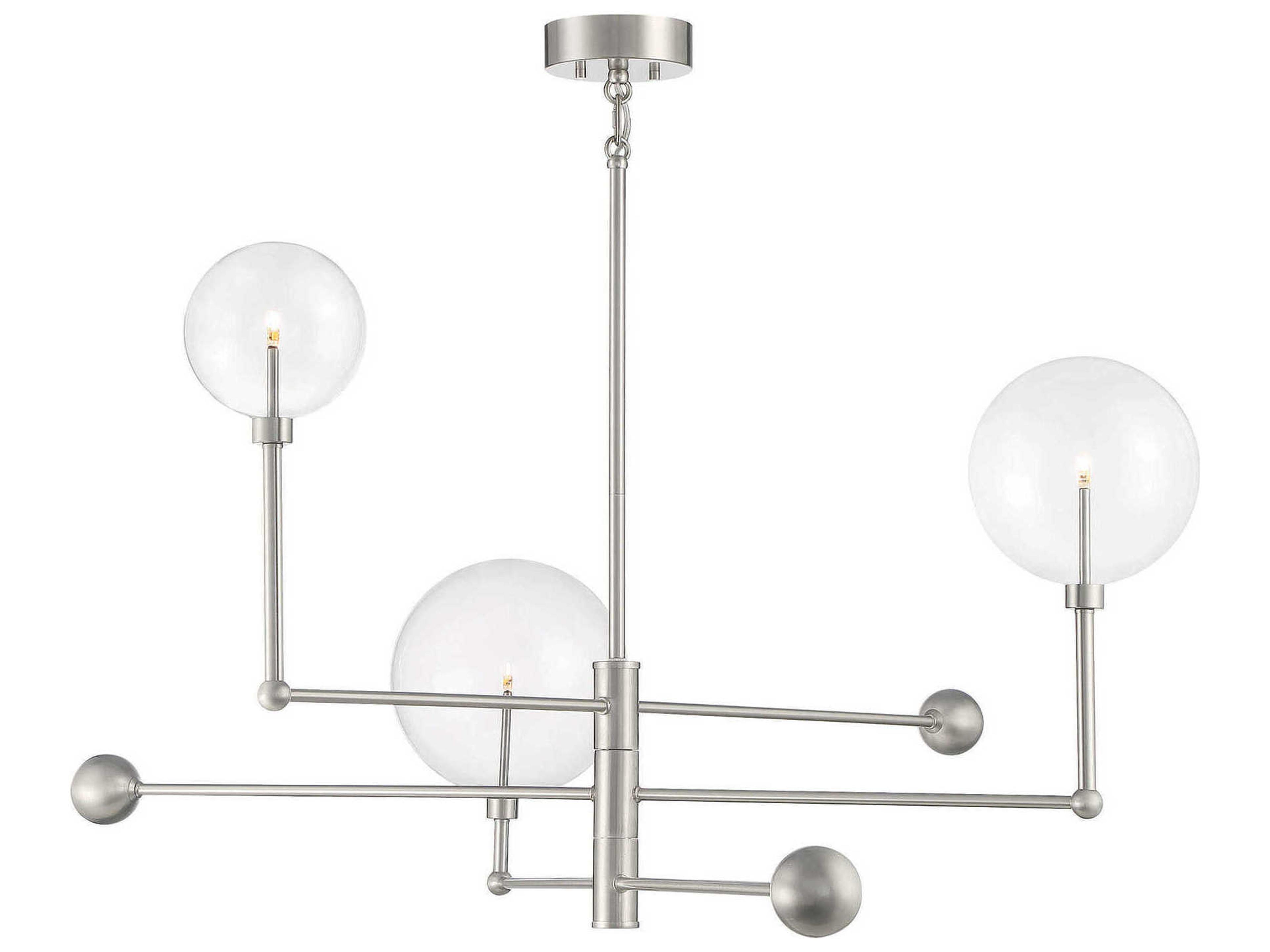 Savoy House Meridian 3-Light Brushed Nickel Glass LED Globe Chandelier