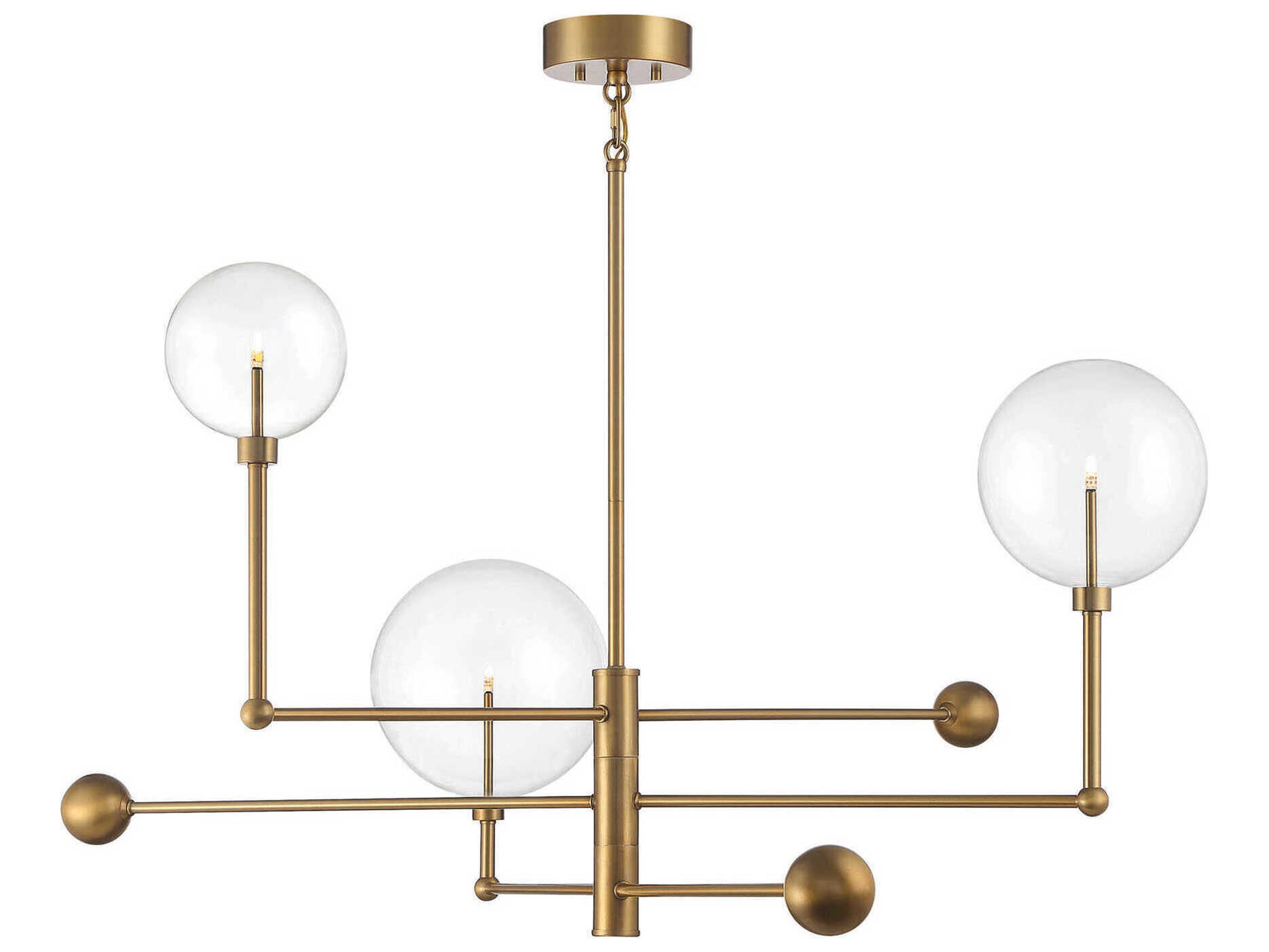 Savoy House Meridian 3-Light Natural Brass Glass LED Globe Chandelier