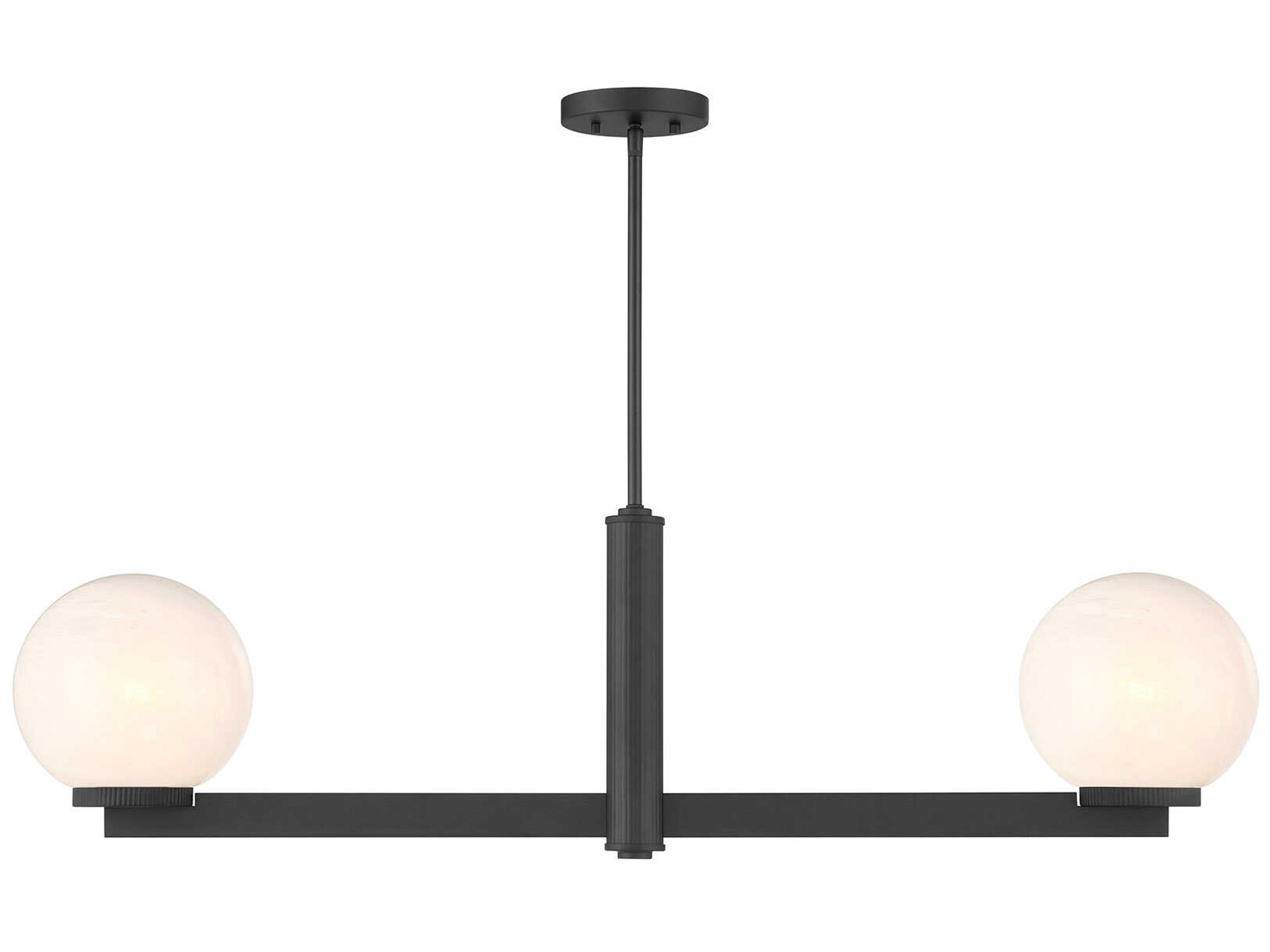 Savoy House Meridian 2-Light Matte Black Globe Island Pendant