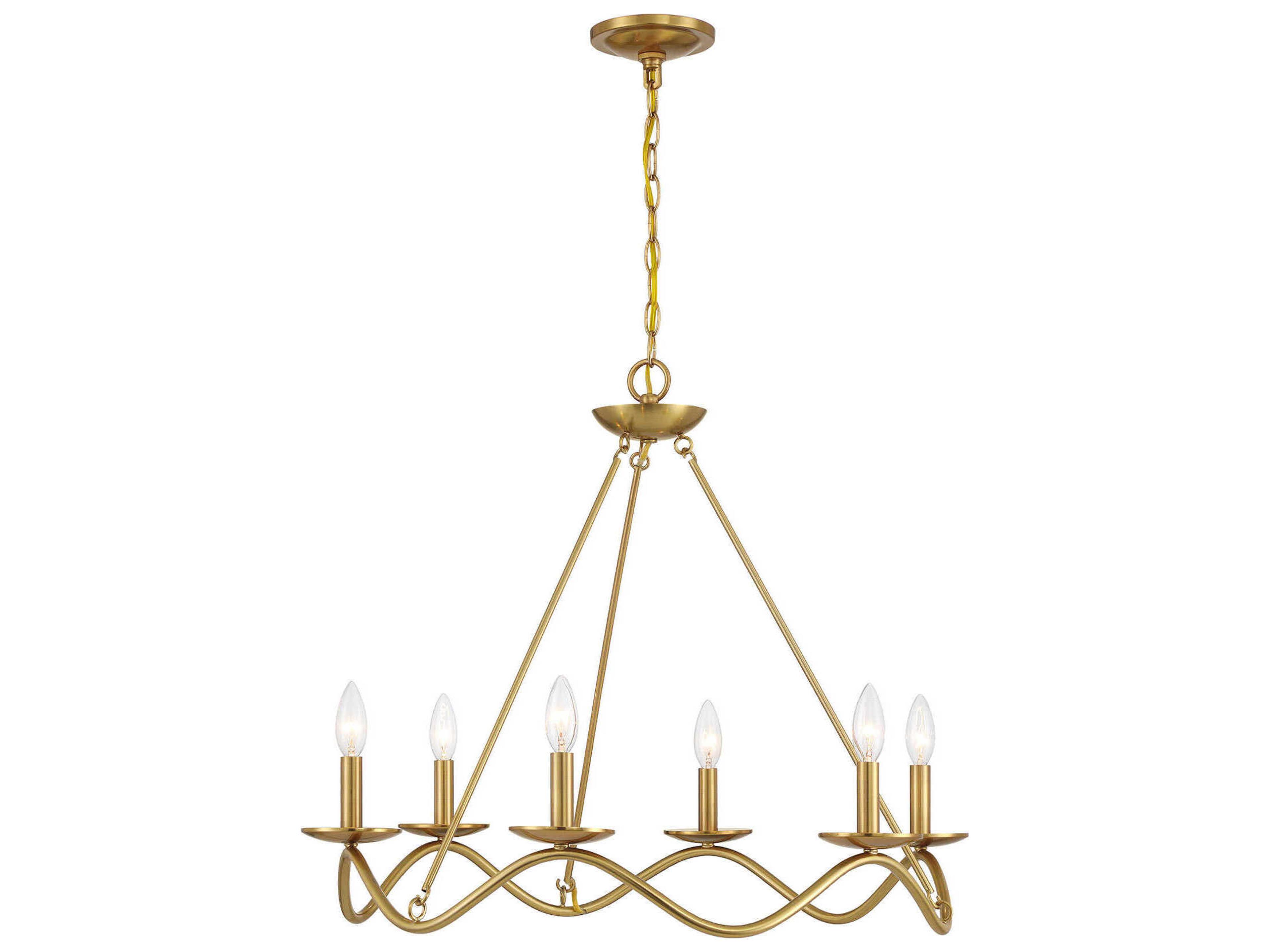 Savoy House Meridian 6-Light Natural Brass Candelabra Chandelier