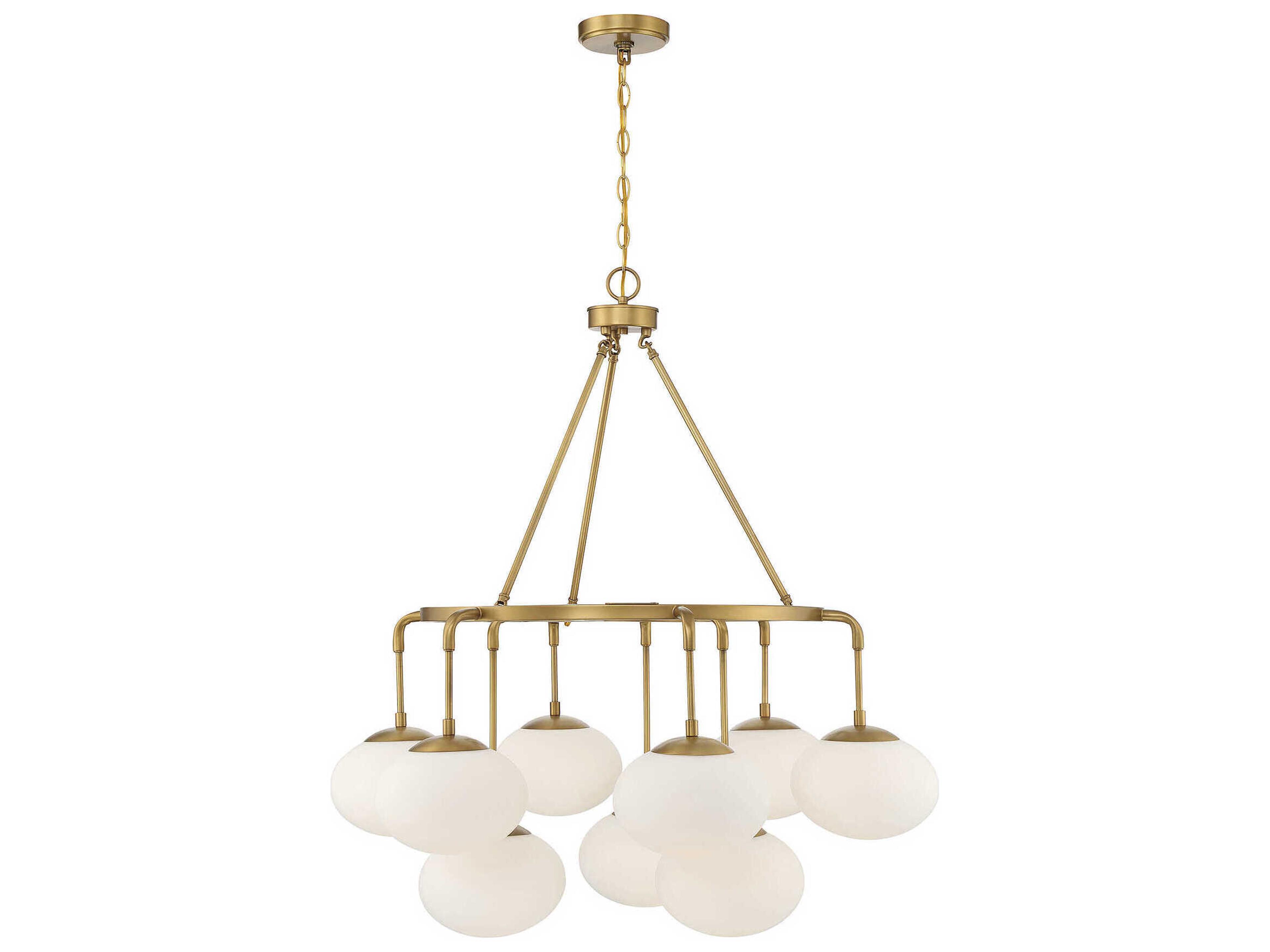 Savoy House Meridian 9-Light Natural Brass Glass Globe Chandelier