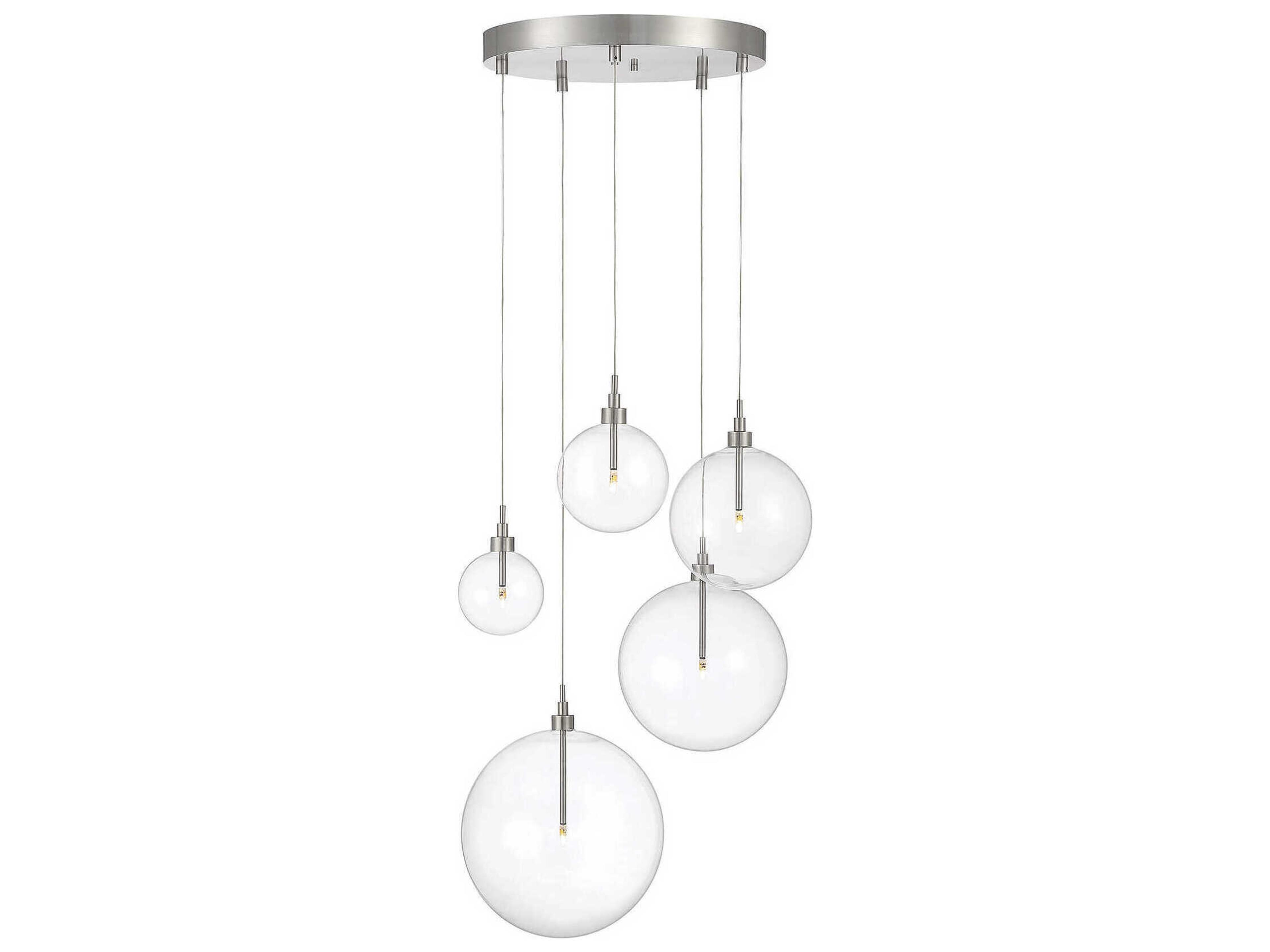 Savoy House Meridian 5-Light Brushed Nickel Glass LED Globe Pendant