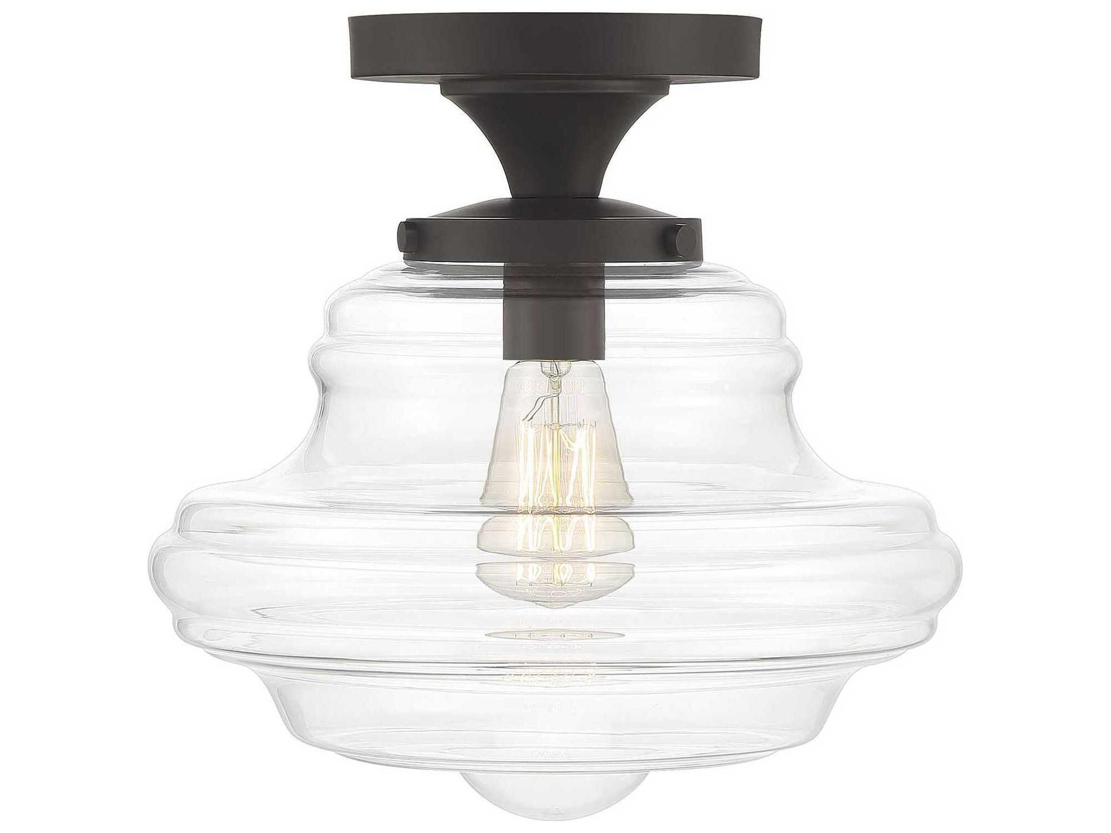 Savoy House Meridian 1-Light Oil Rubbed Bronze Glass Semi Flush Mount