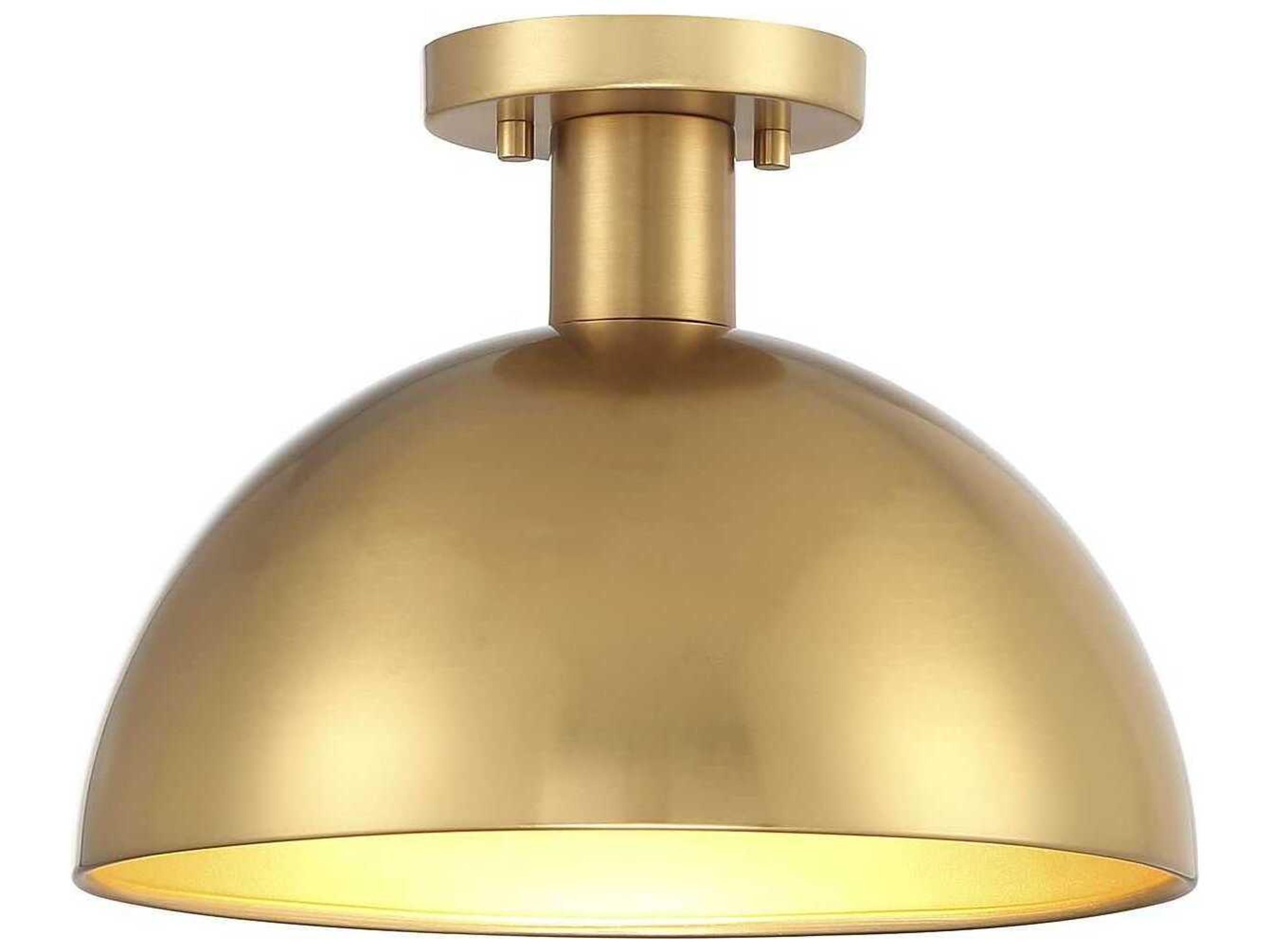 Savoy House Meridian 1-Light Natural Brass Dome Semi Flush Mount