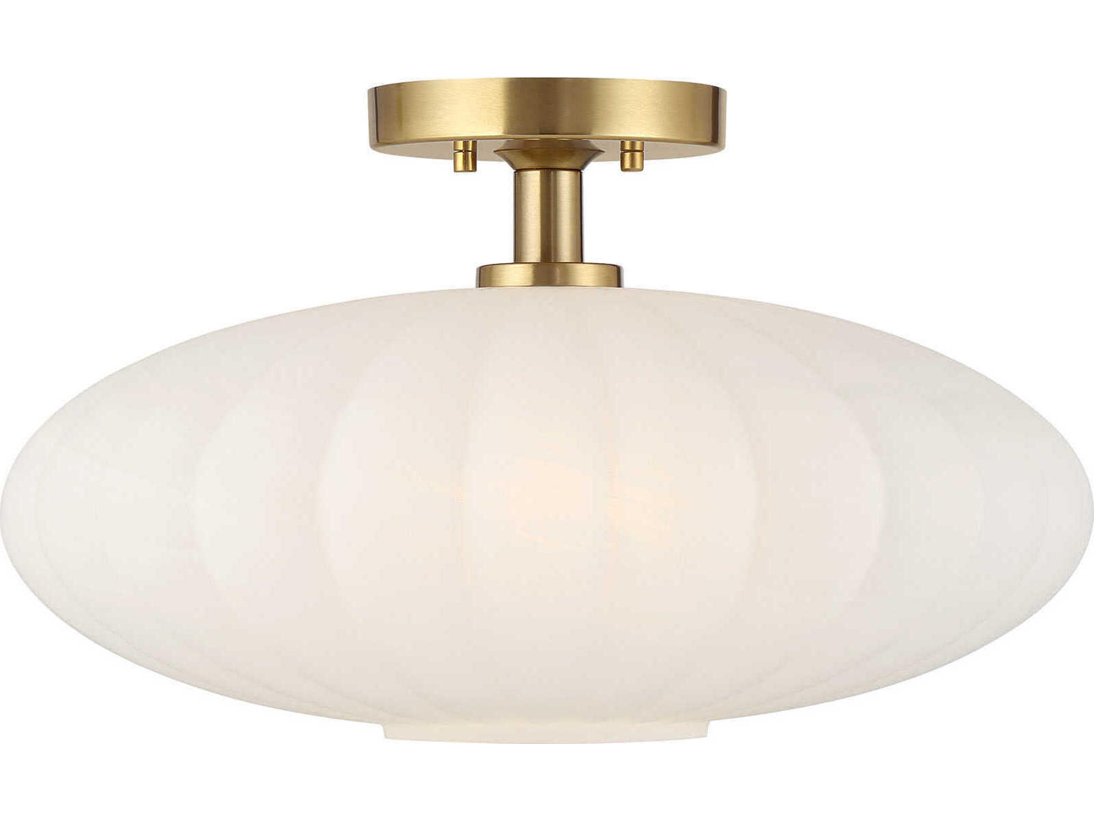 Savoy House Meridian 1-Light Natural Brass Semi Flush Mount