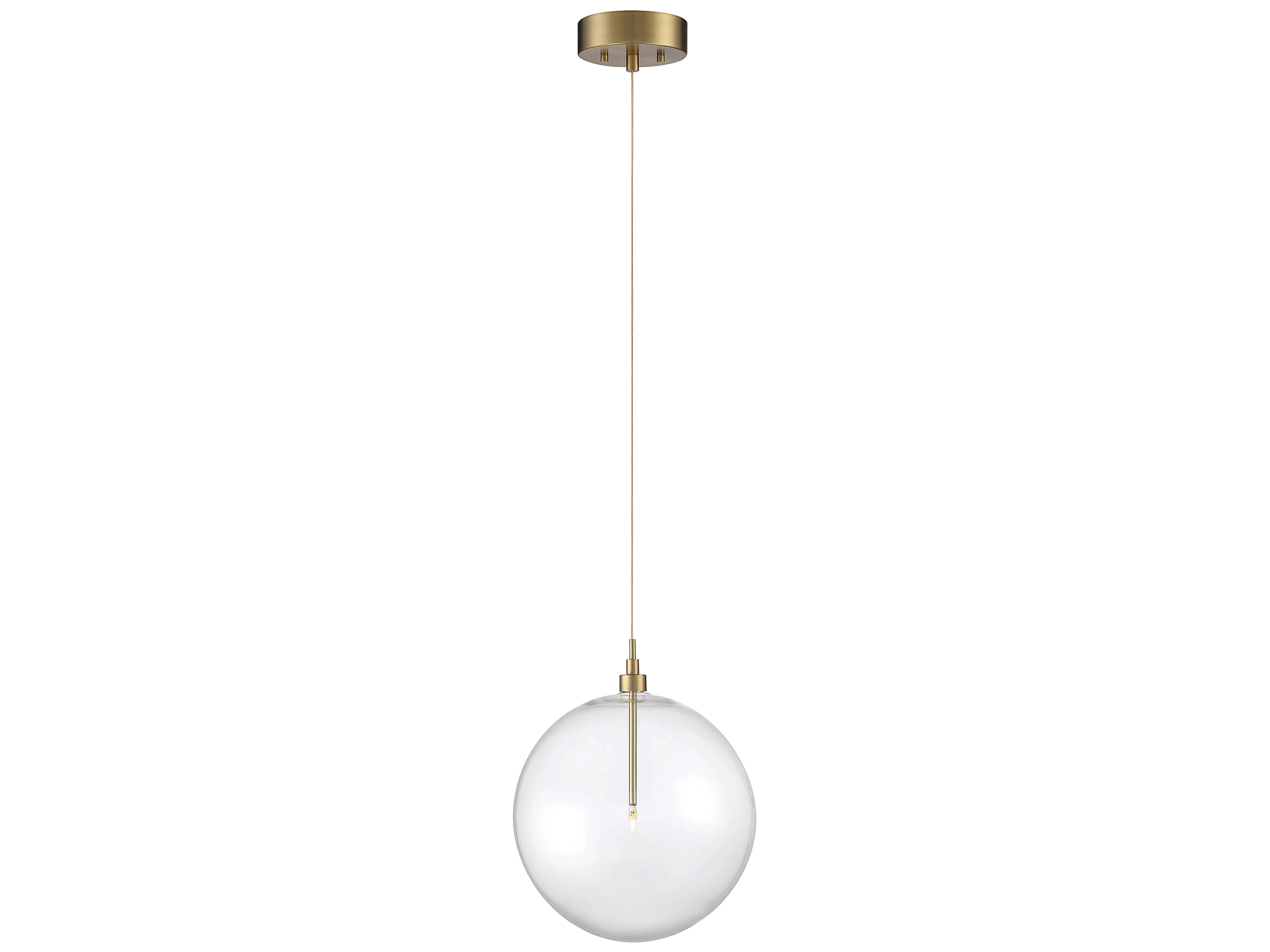 Savoy House Meridian 1-Light Natural Brass Glass LED Globe Pendant