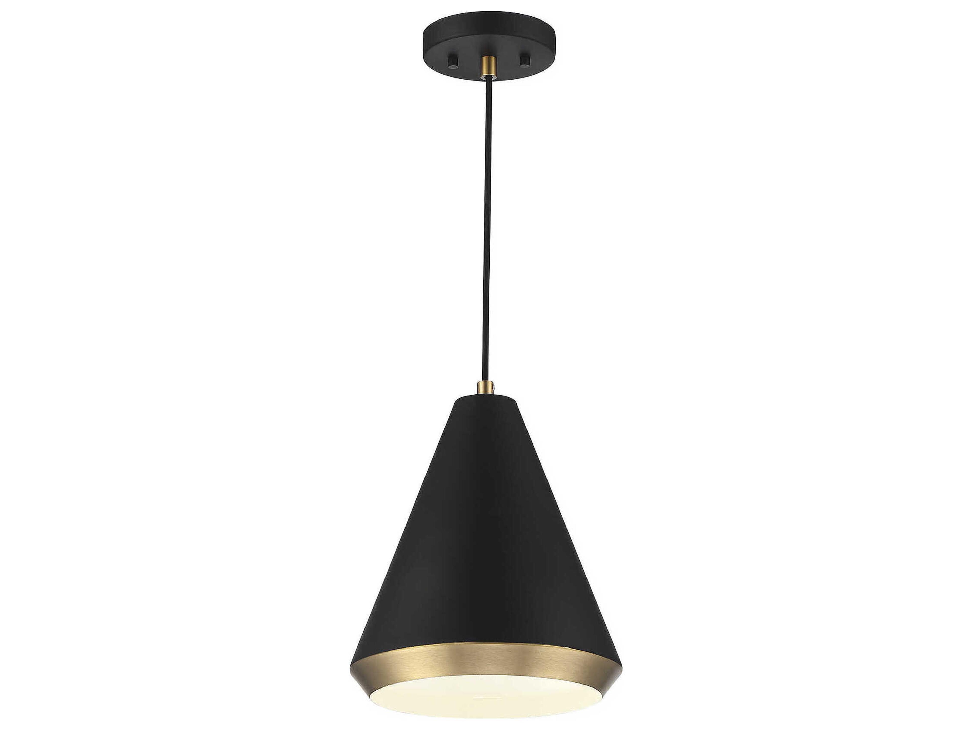 Savoy House Meridian 1-Light Matte Black Natural Brass Mini Pendant
