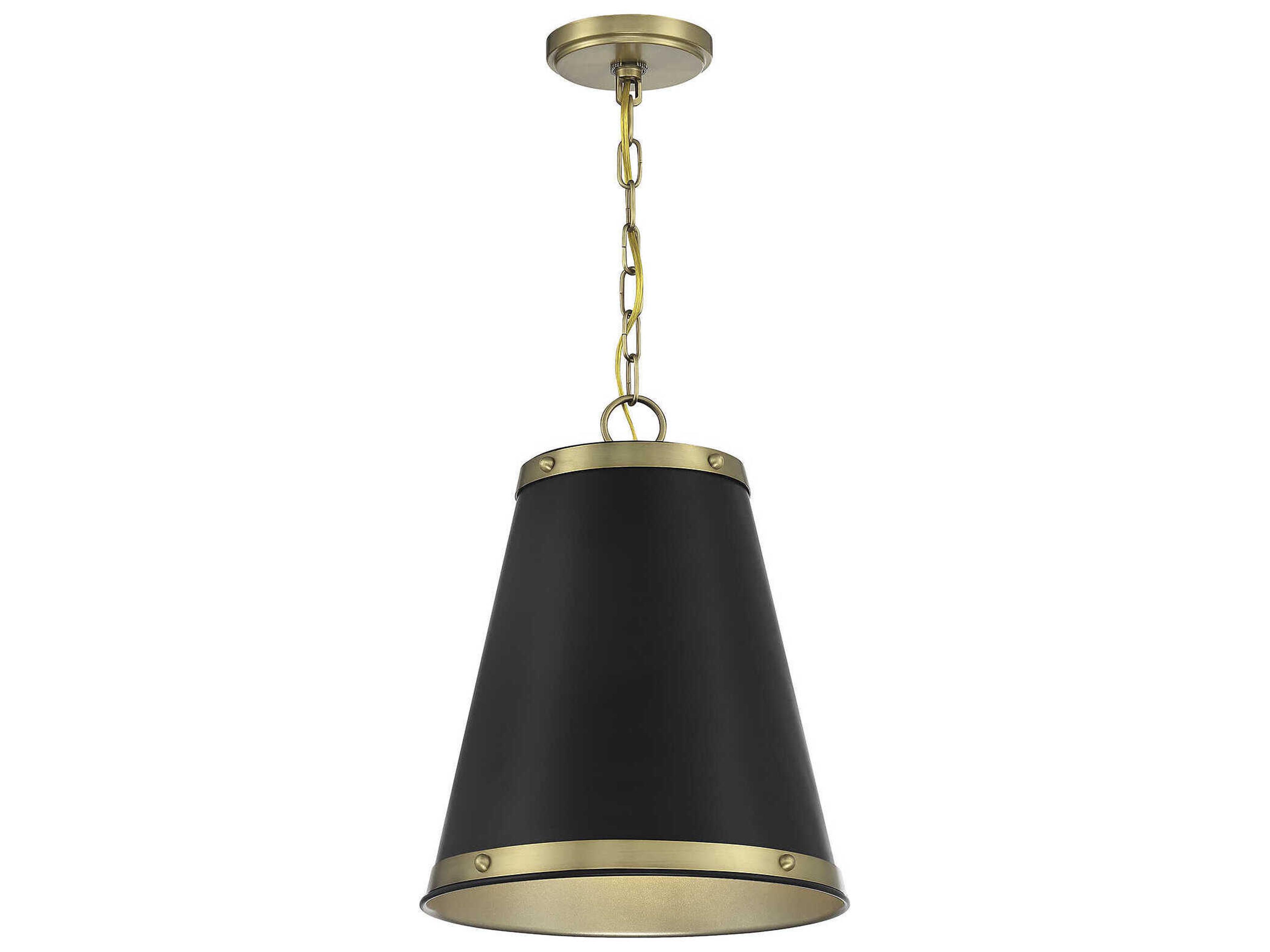 Savoy House Meridian 1-Light Matte Black Natural Brass Empire Pendant