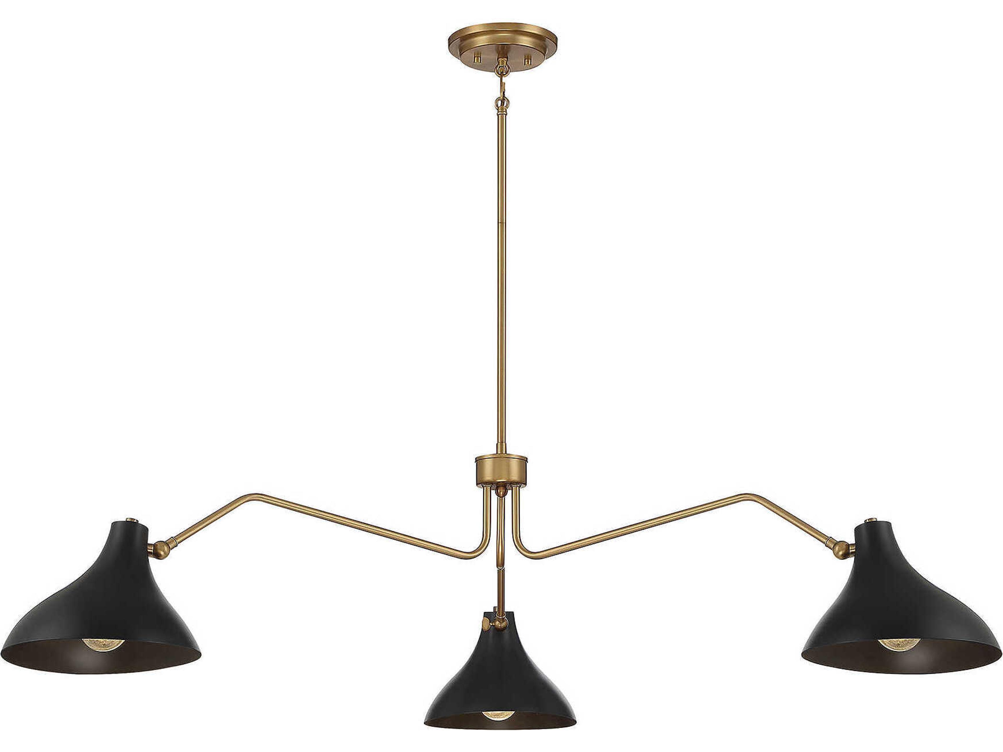 Savoy House Meridian 3-Light Matte Black Natural Brass Chandelier