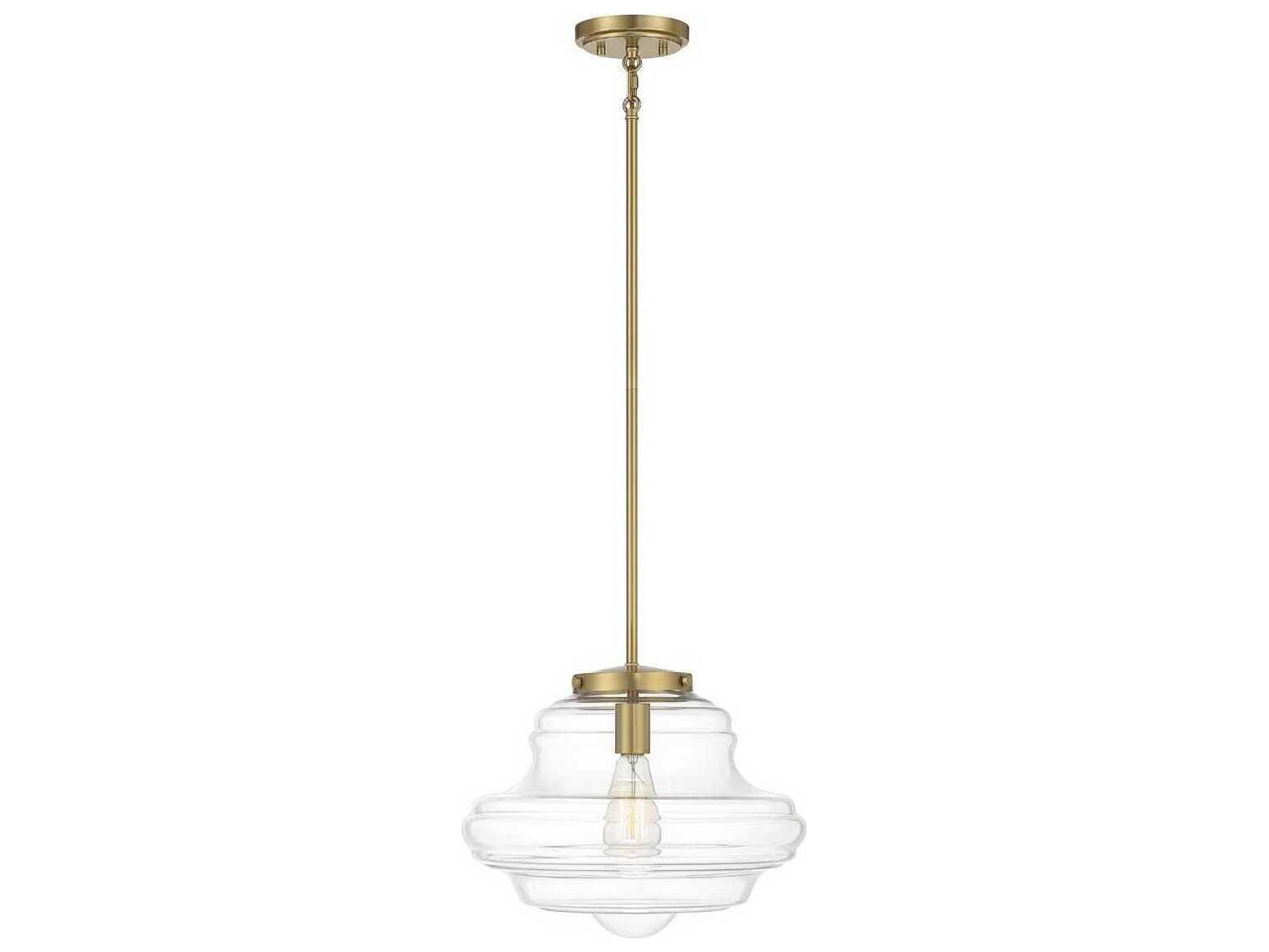 Savoy House Meridian 1-Light Natural Brass Glass Pendant