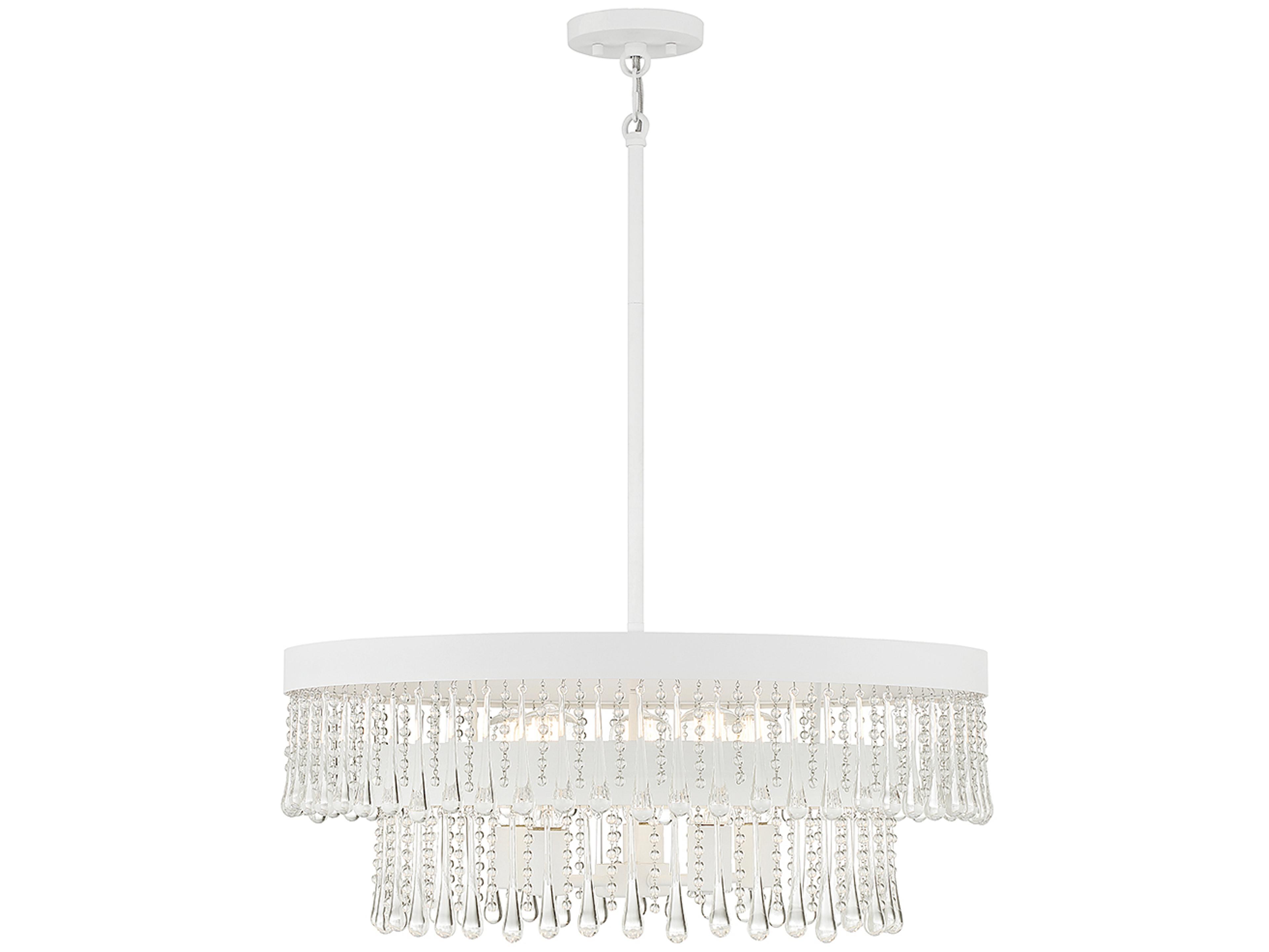 Savoy House Meridian 6-Light Bisque White Clear Glass Tiered Pendant