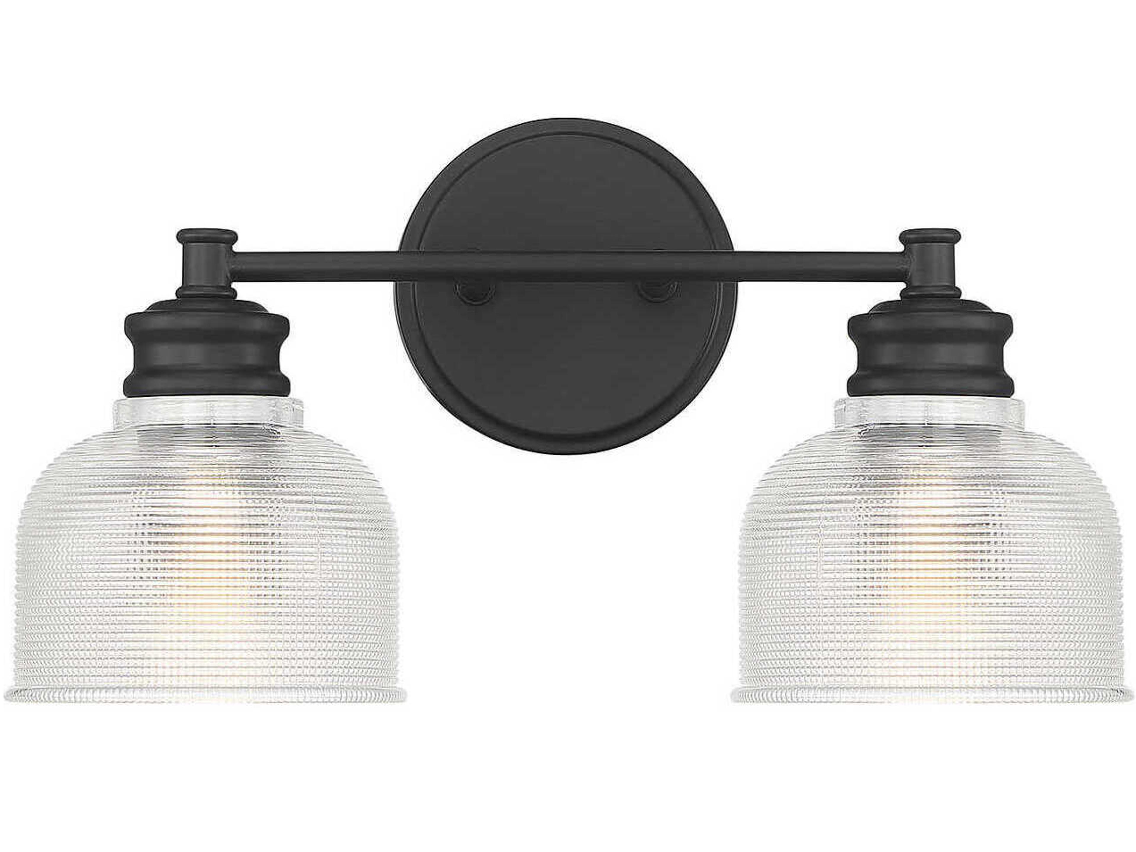 Savoy House Meridian 2-Light Matte Black Glass Vanity Light
