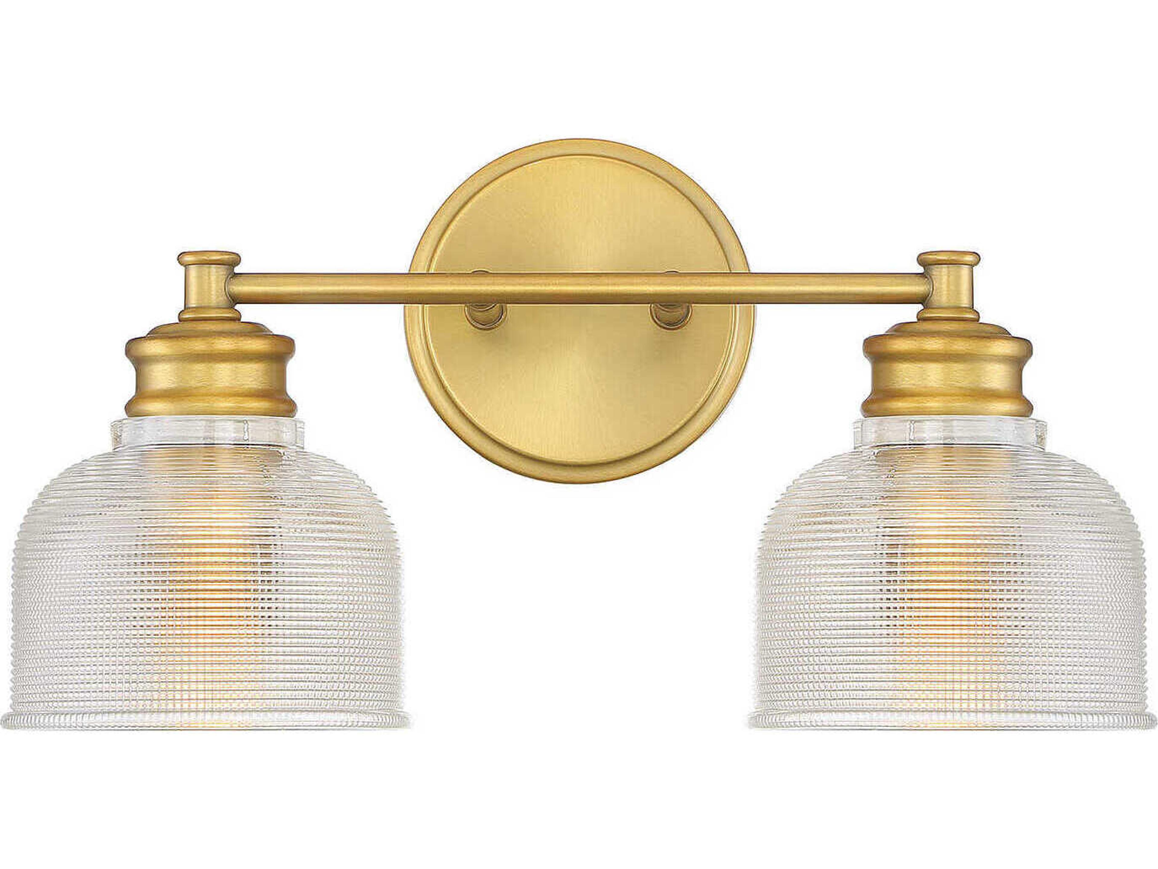 Savoy House Meridian 2-Light Natural Brass Glass Vanity Light
