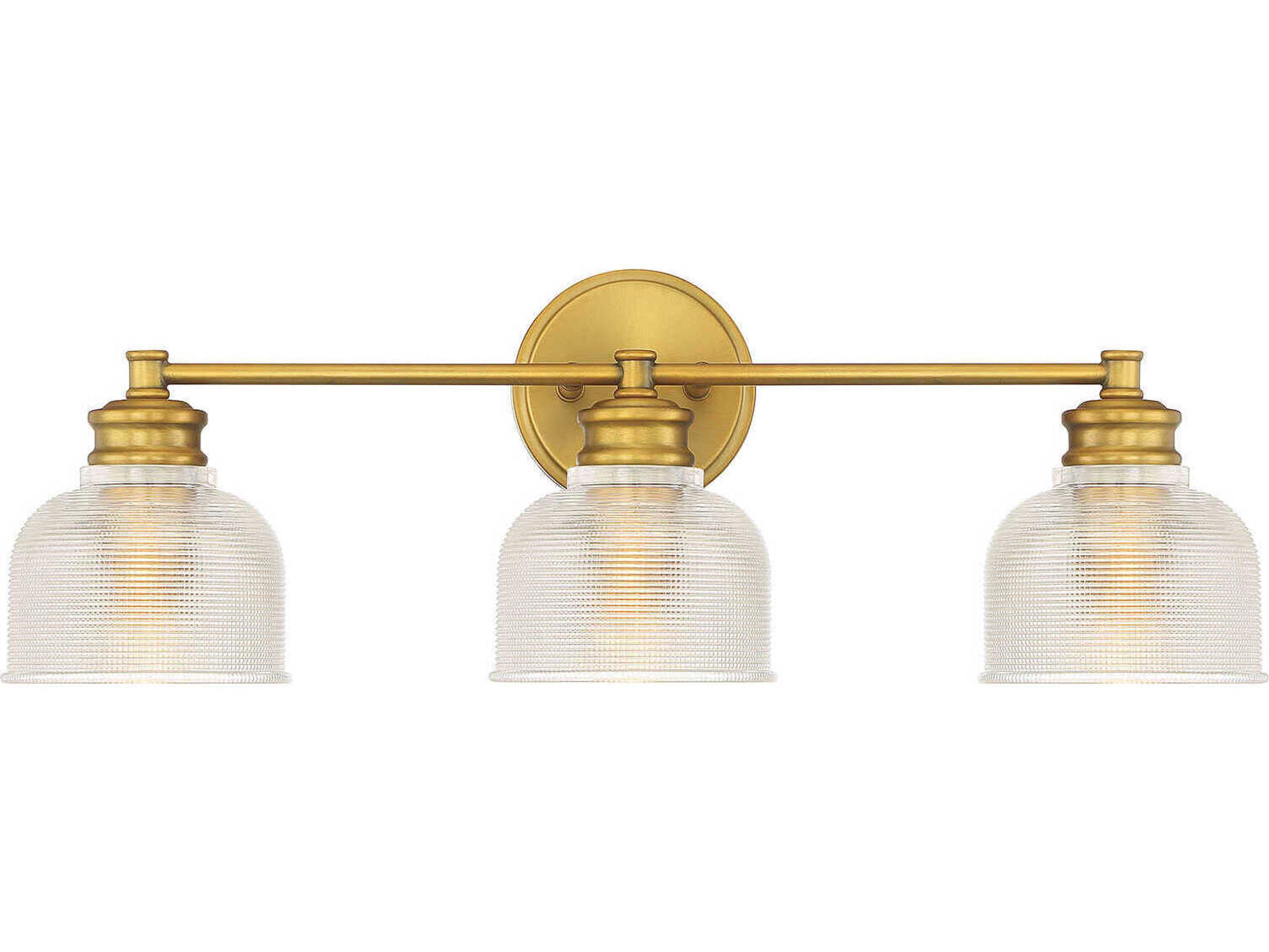 Savoy House Meridian 3-Light Natural Brass Glass Vanity Light