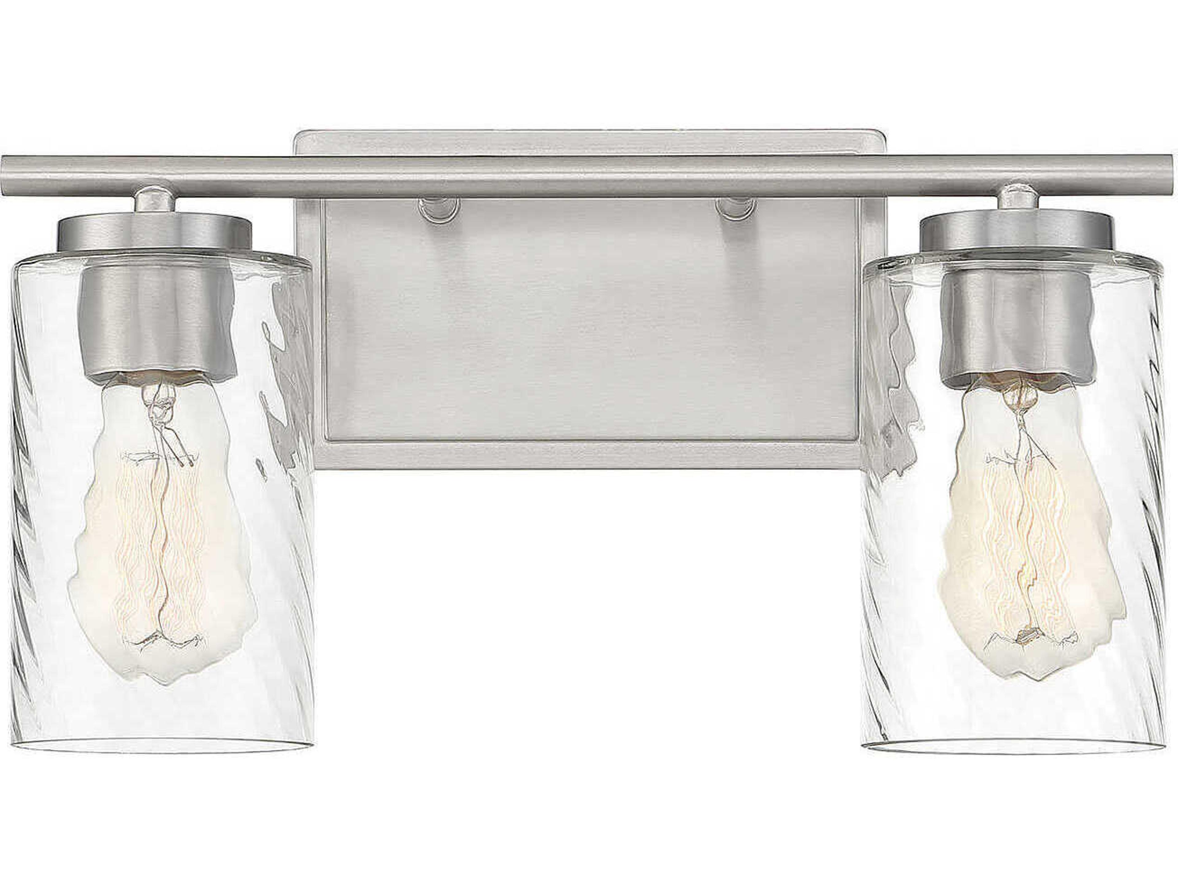 Savoy House Meridian 2-Light Brushed Nickel Glass Vanity Light