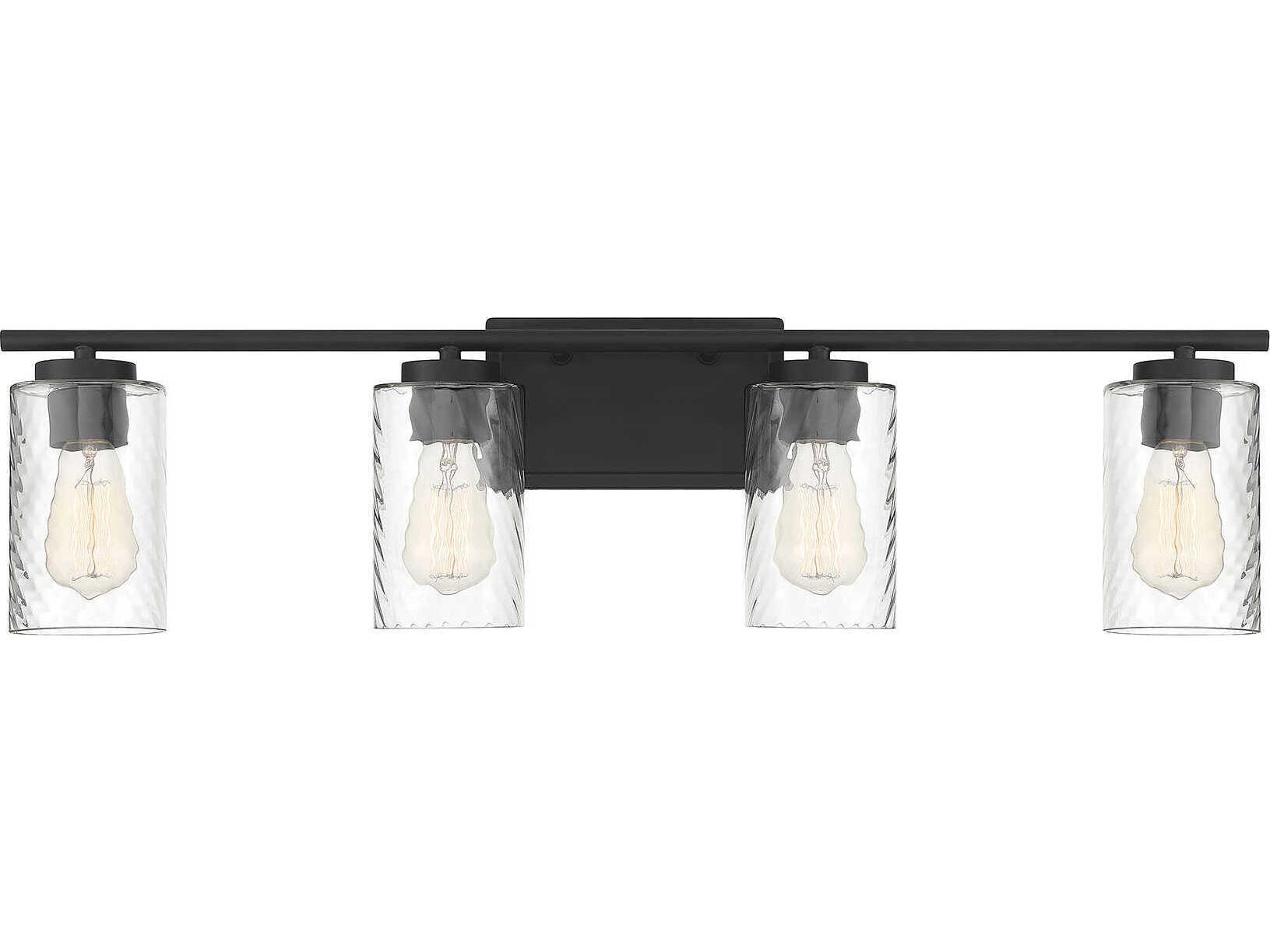 Savoy House Meridian 4-Light Matte Black Glass Vanity Light