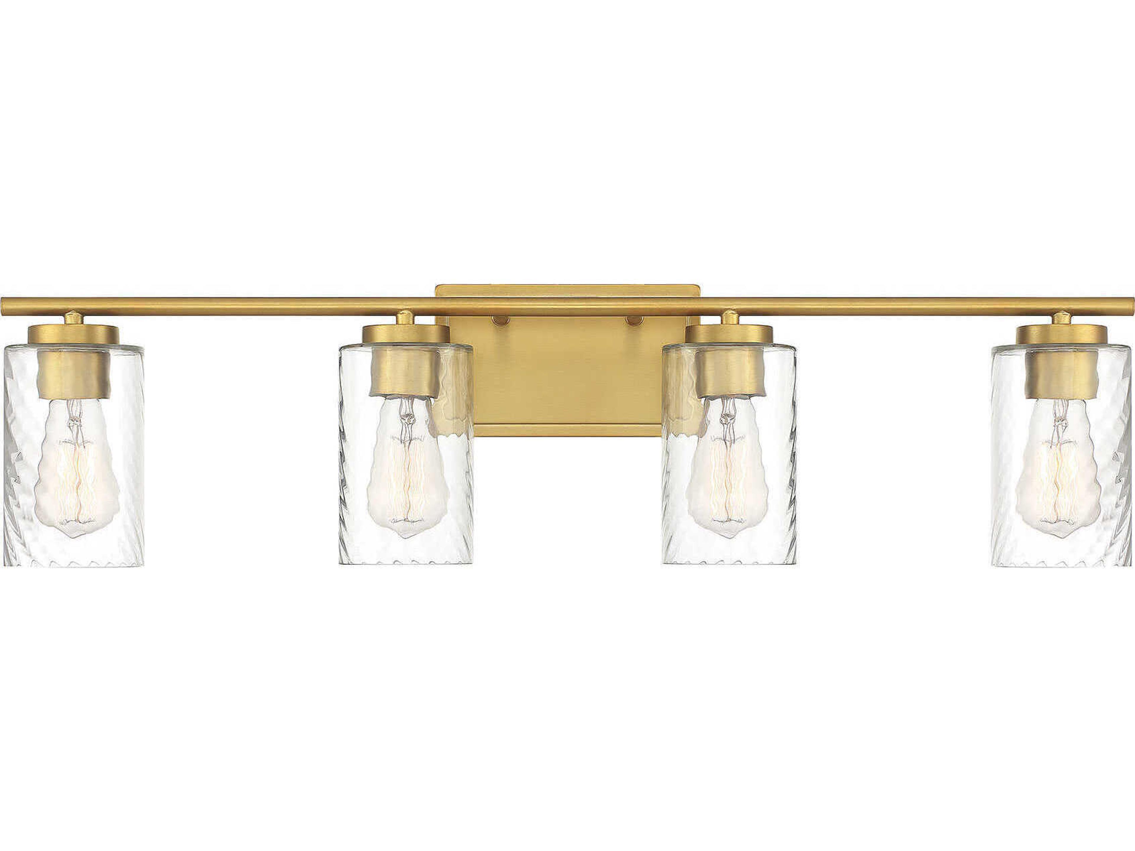 Savoy House Meridian 4-Light Natural Brass Glass Vanity Light