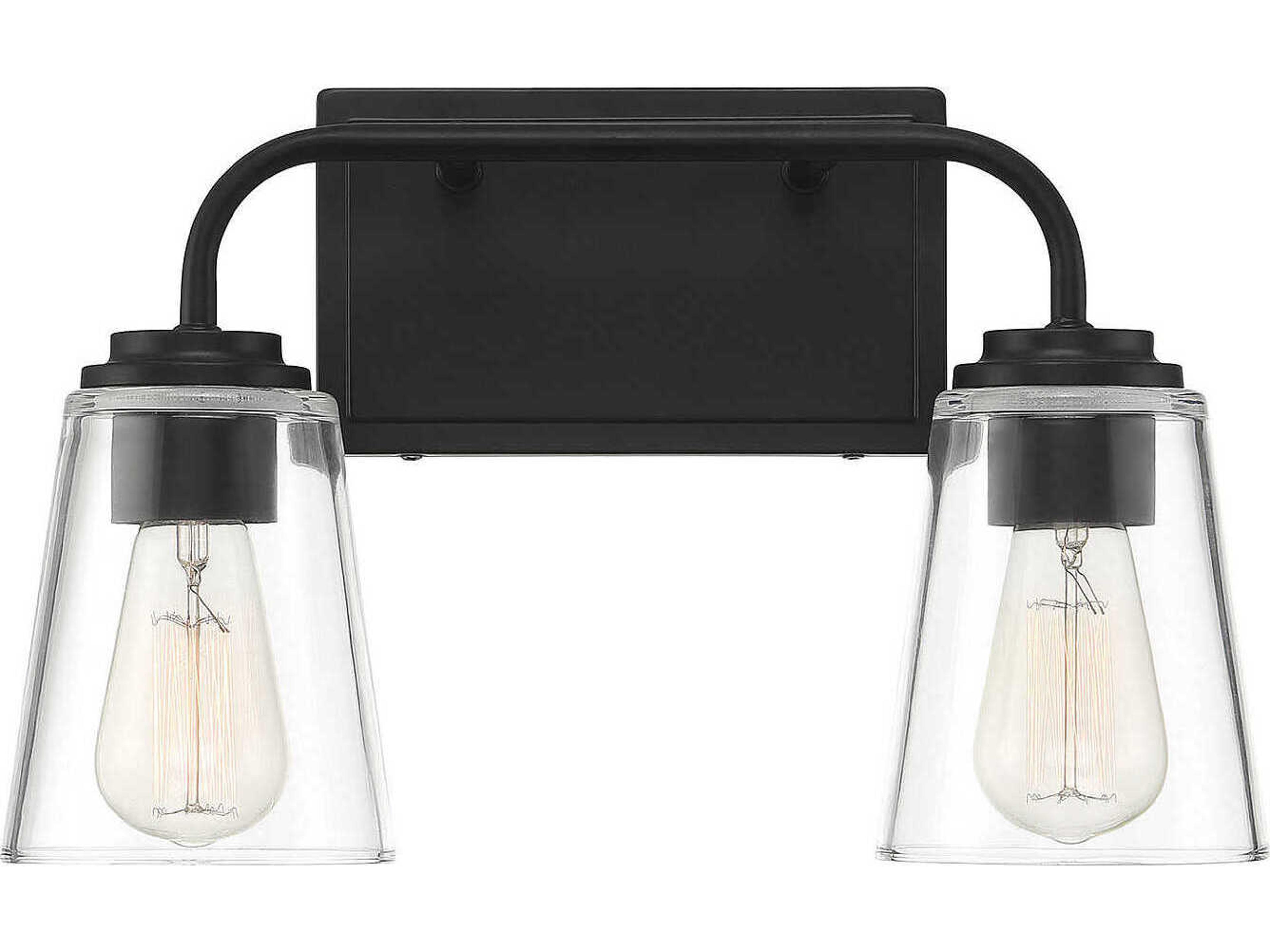 Savoy House Meridian 2-Light Matte Black Glass Vanity Light