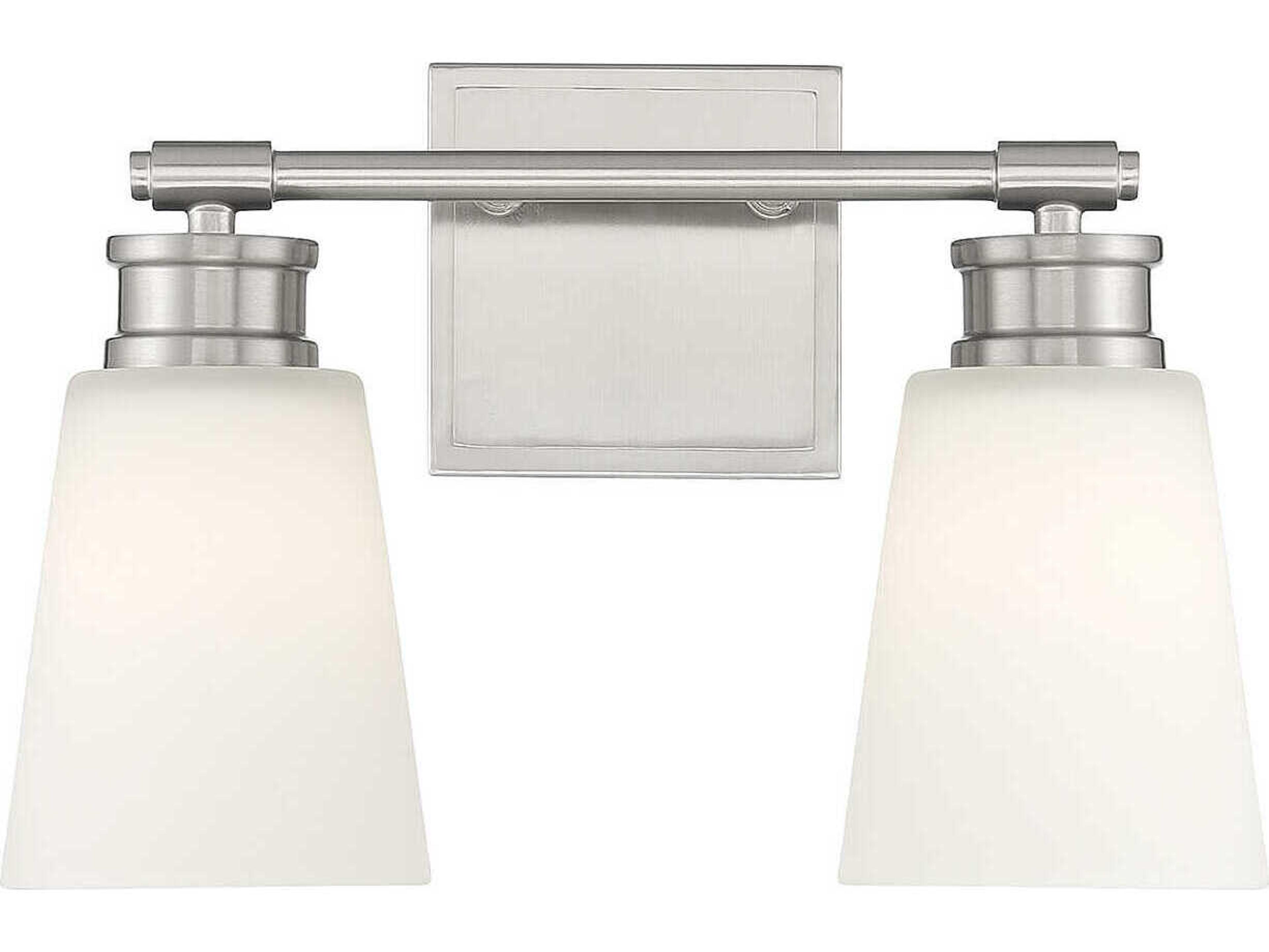 Savoy House Meridian 2-Light Brushed Nickel Glass Vanity Light