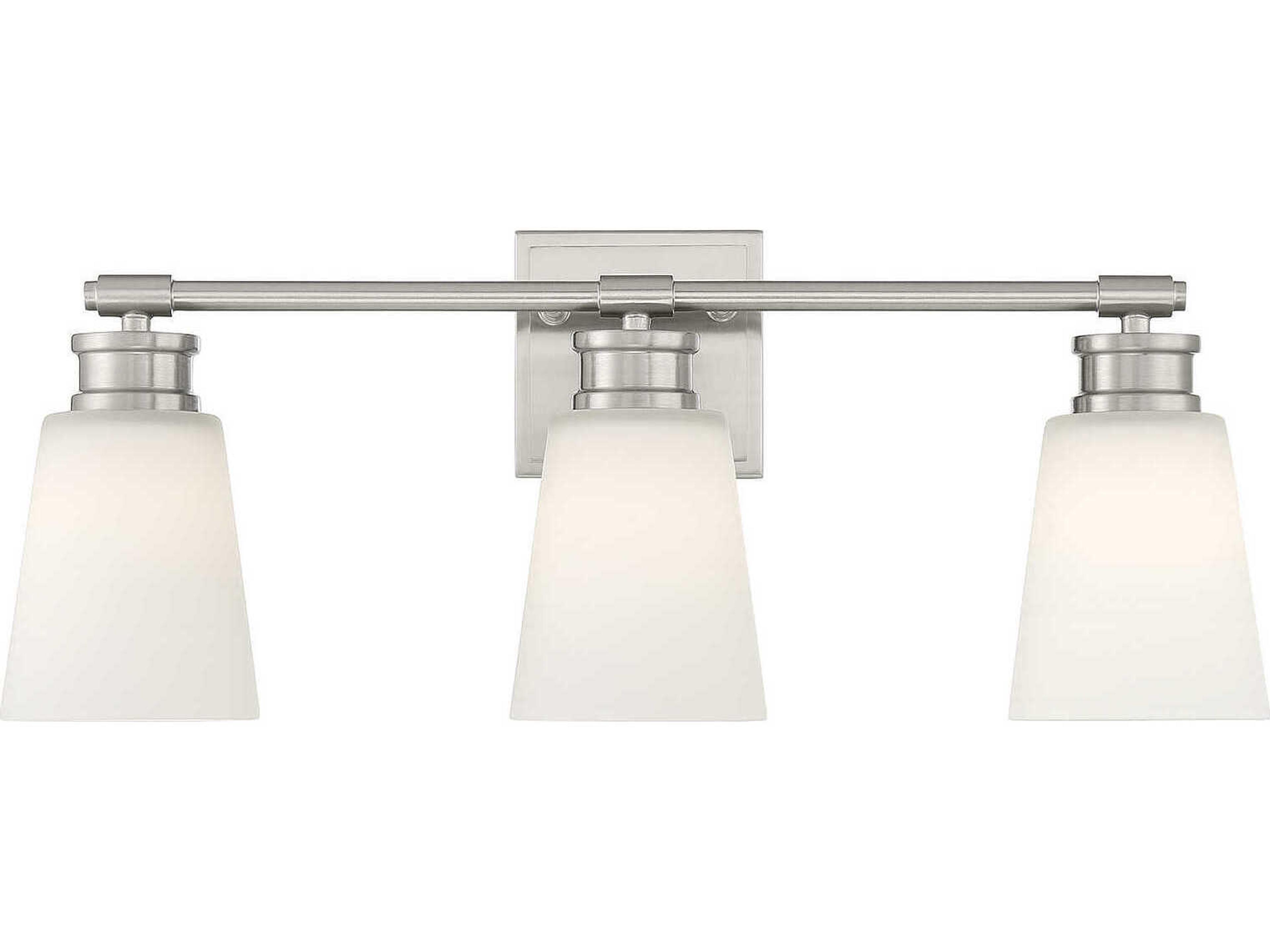 Savoy House Meridian 3-Light Brushed Nickel Glass Vanity Light