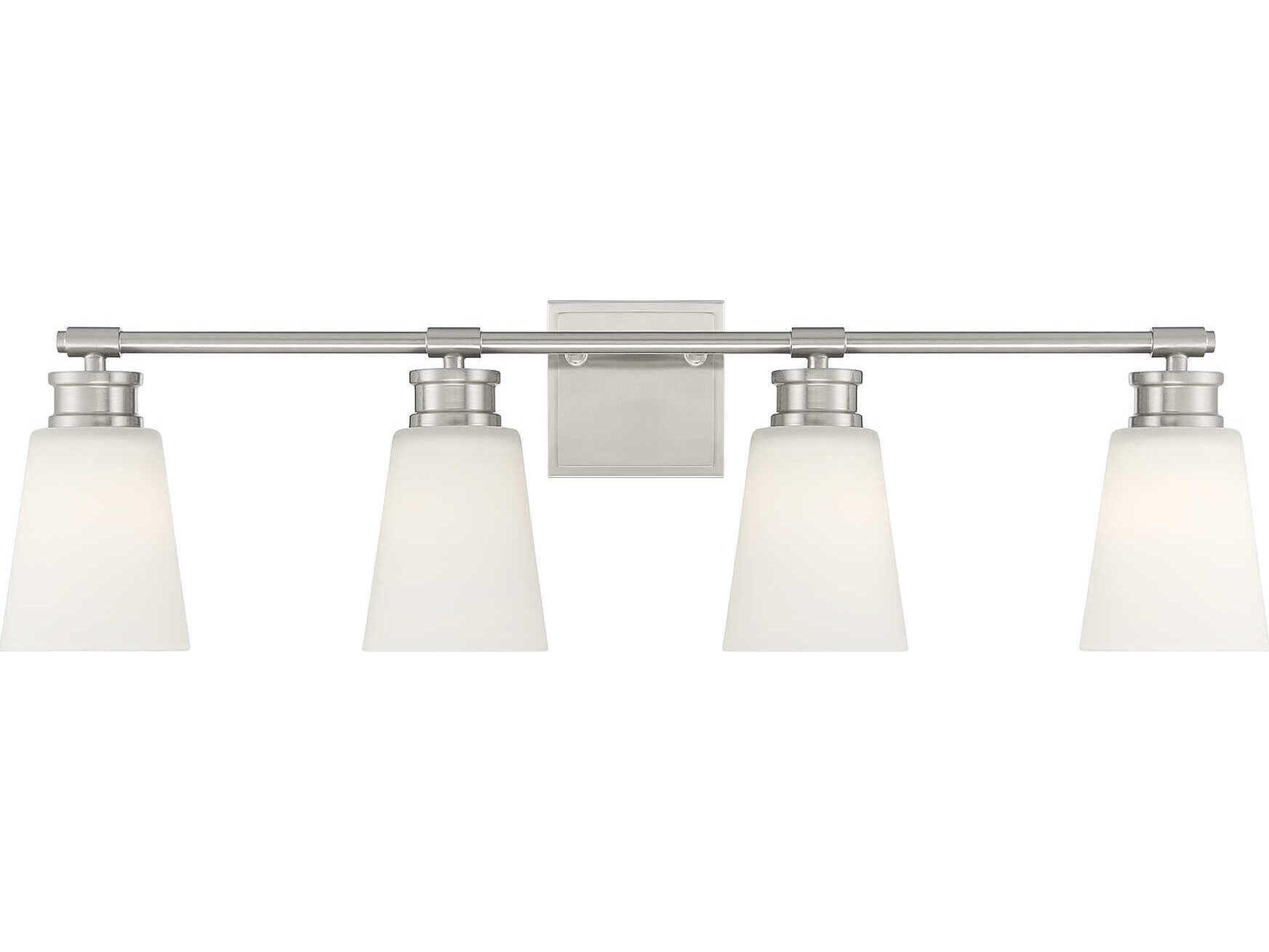 Savoy House Meridian 4-Light Brushed Nickel Glass Vanity Light
