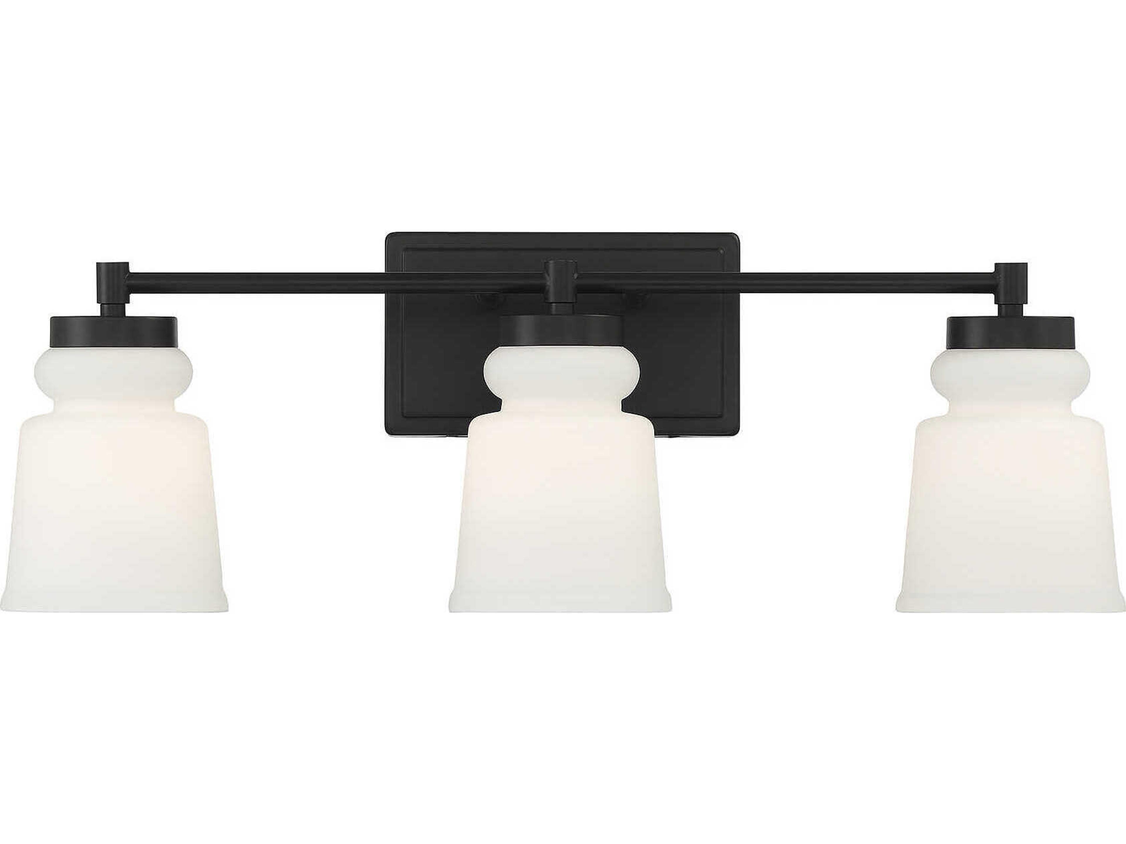Savoy House Meridian 3-Light Matte Black Glass Vanity Light
