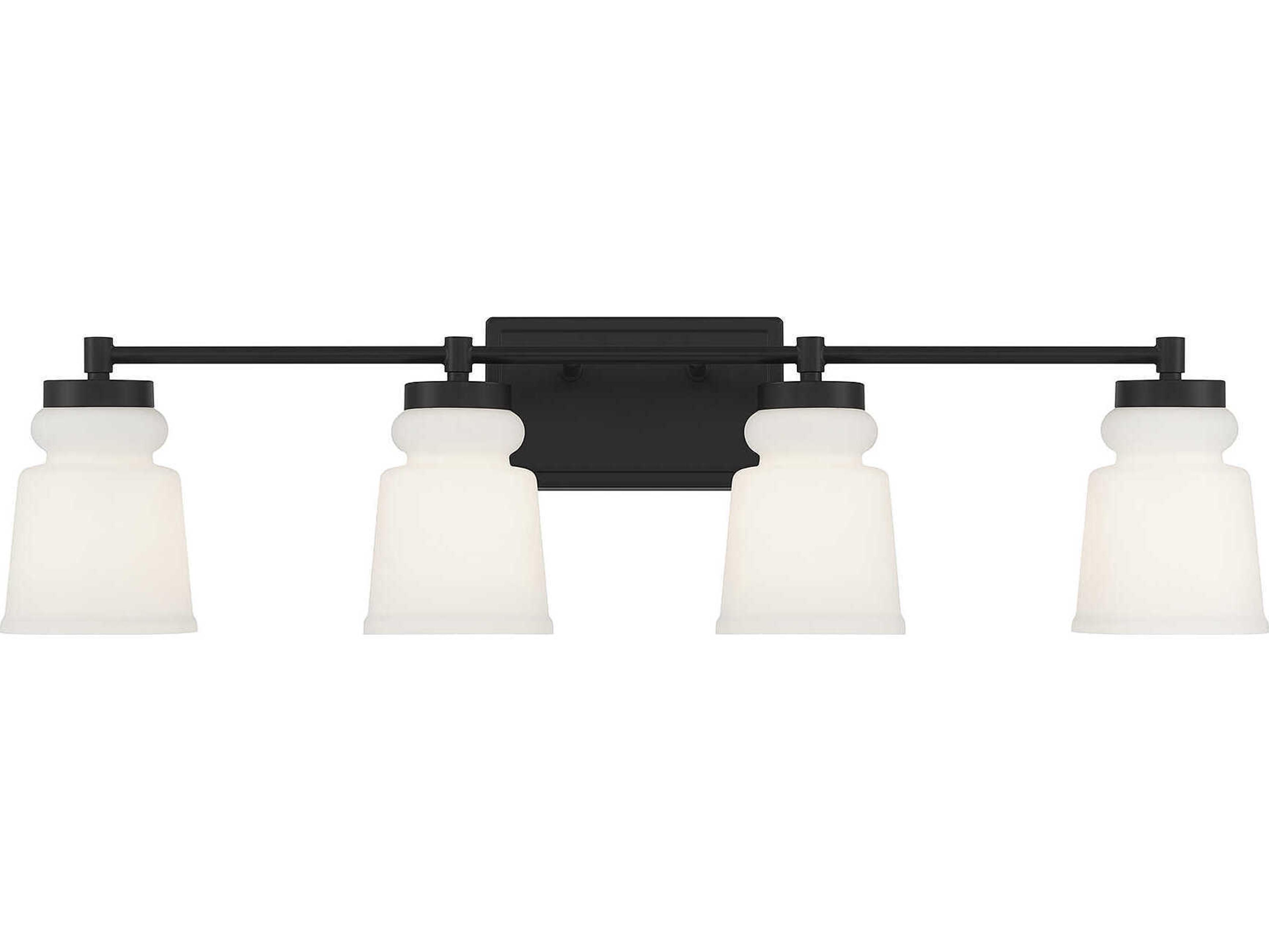 Savoy House Meridian 4-Light Matte Black Glass Vanity Light
