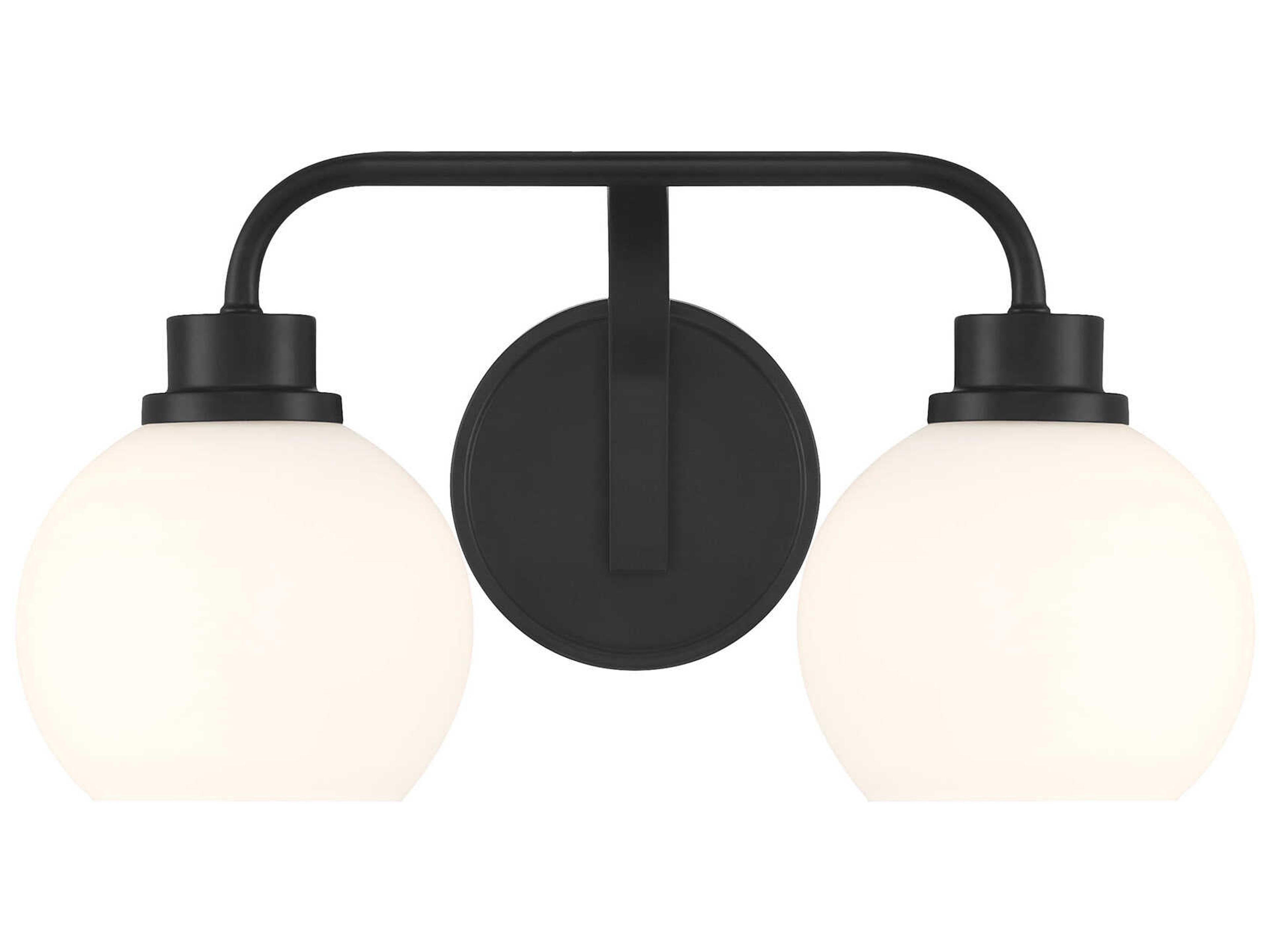 Savoy House Meridian 2-Light Matte Black Vanity Light
