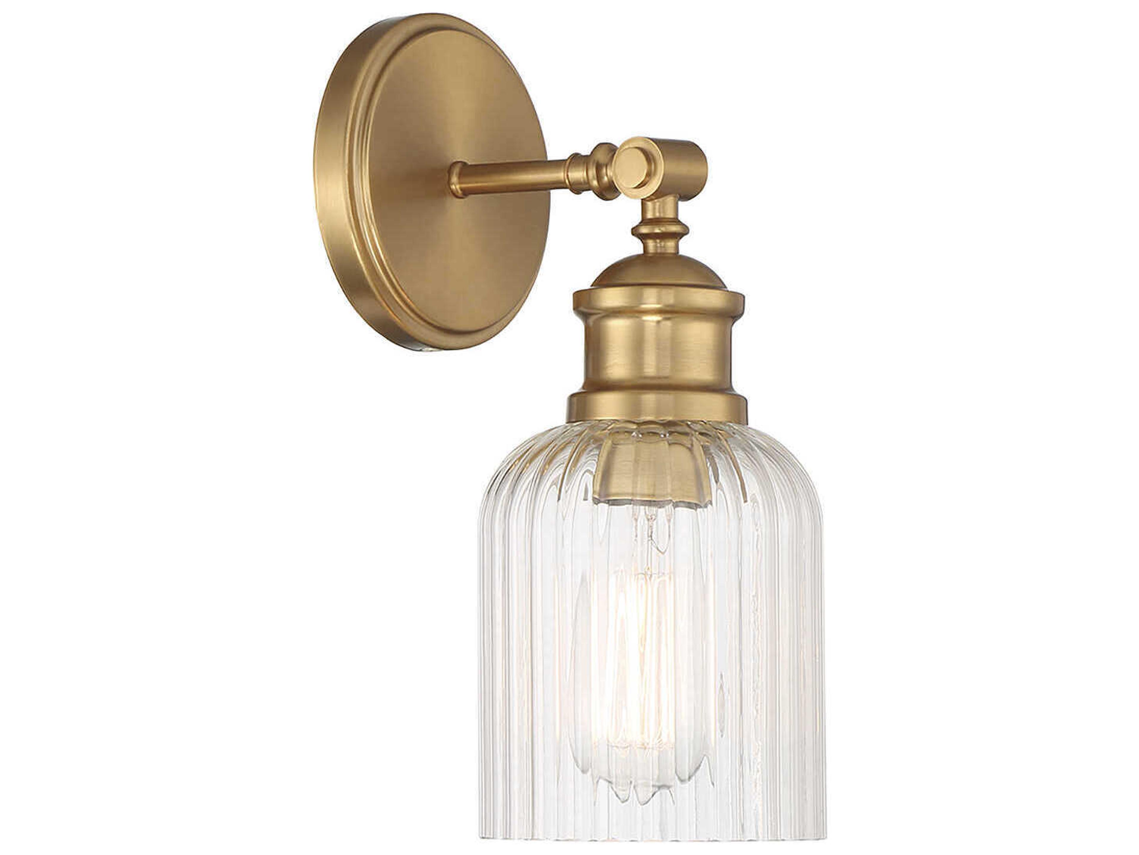 Savoy House Meridian 1-Light Natural Brass Glass Wall Sconce